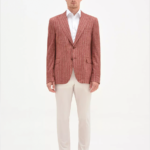 Concrete linen blazer with stripes