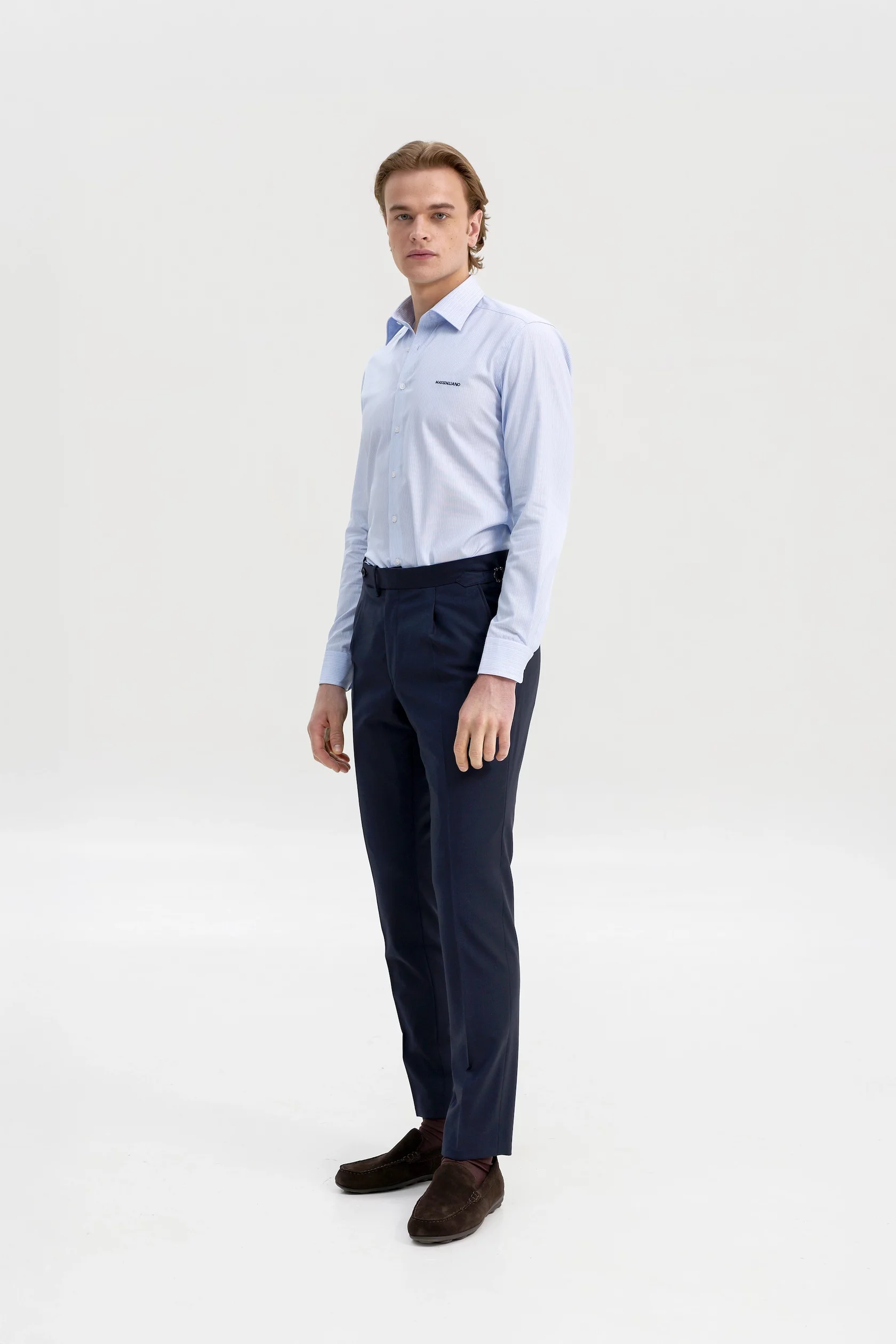 Navy blue 4-season wool trousers - Image 2