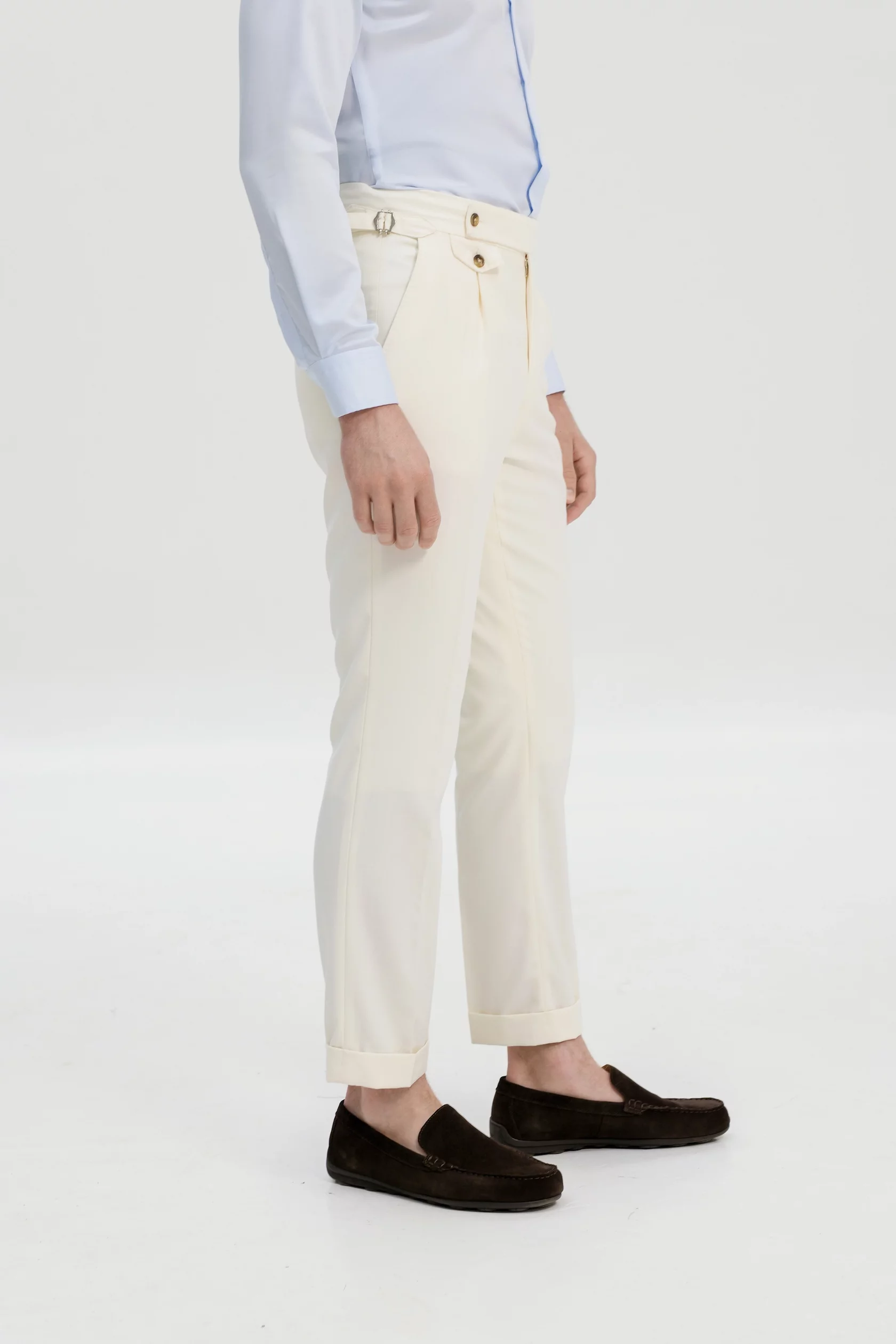 Creme wool trousers - Image 4
