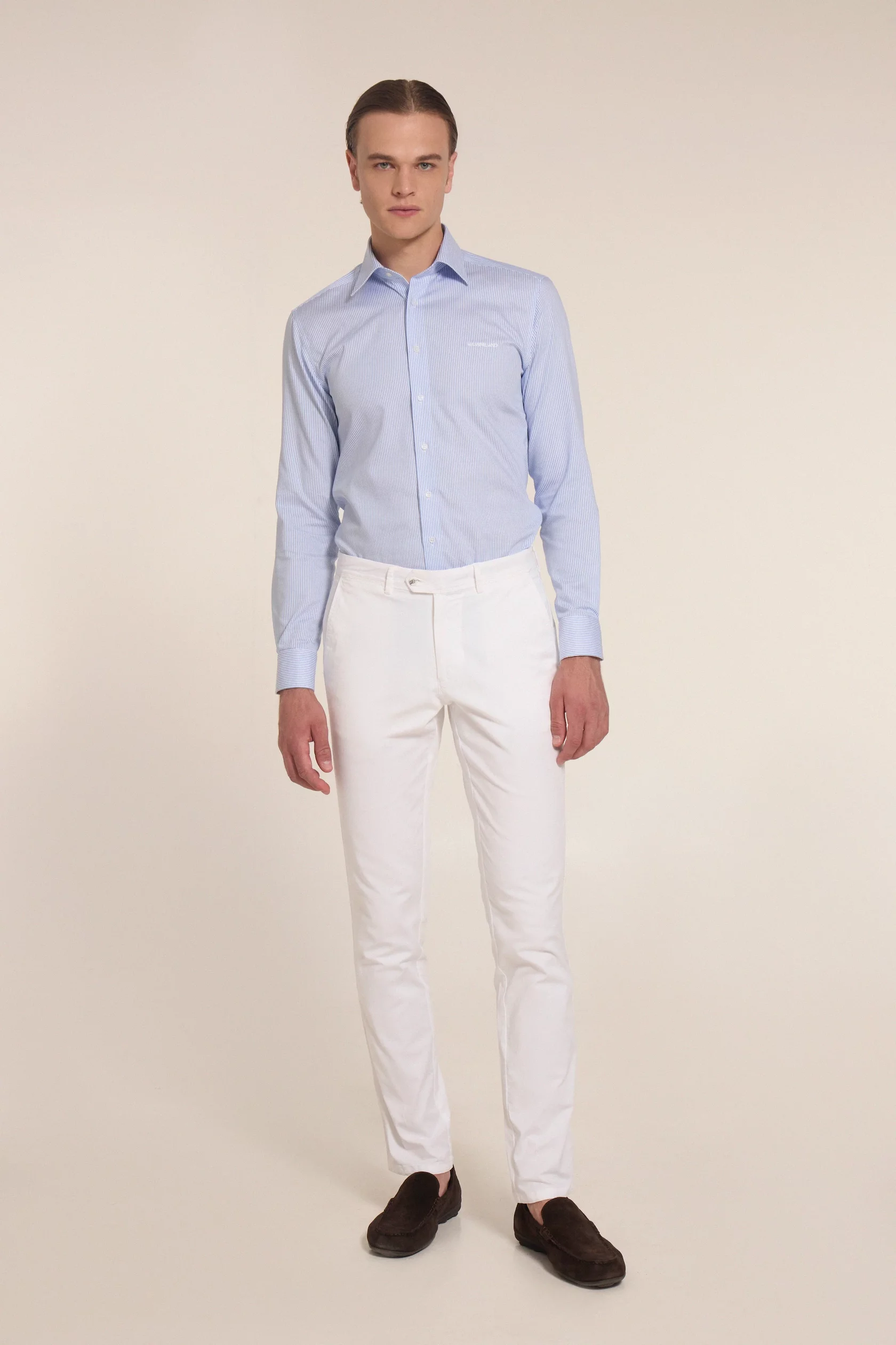 Beige chino cotton trousers - Image 3