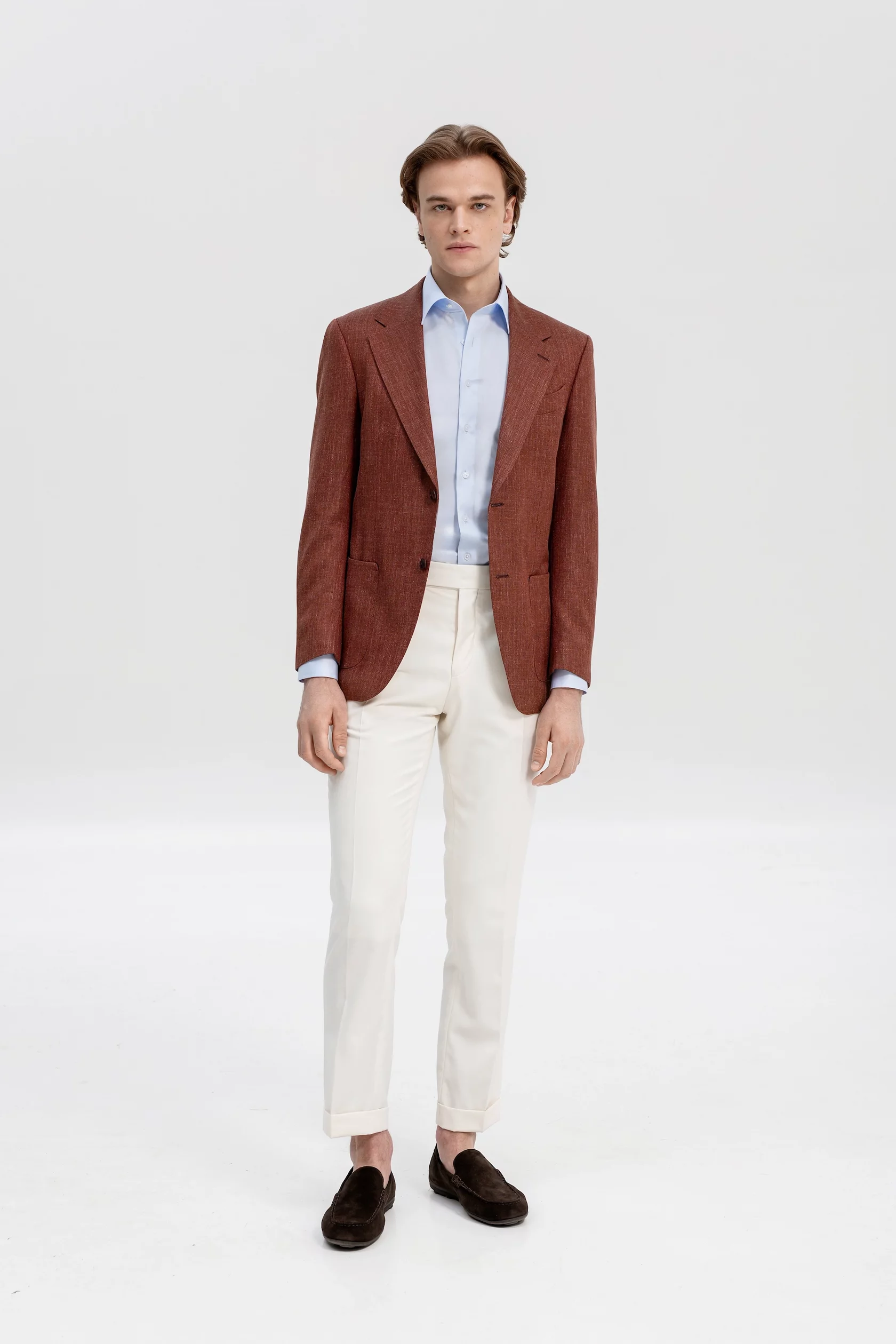 Orange blazer with wool, silk and linen - Image 2