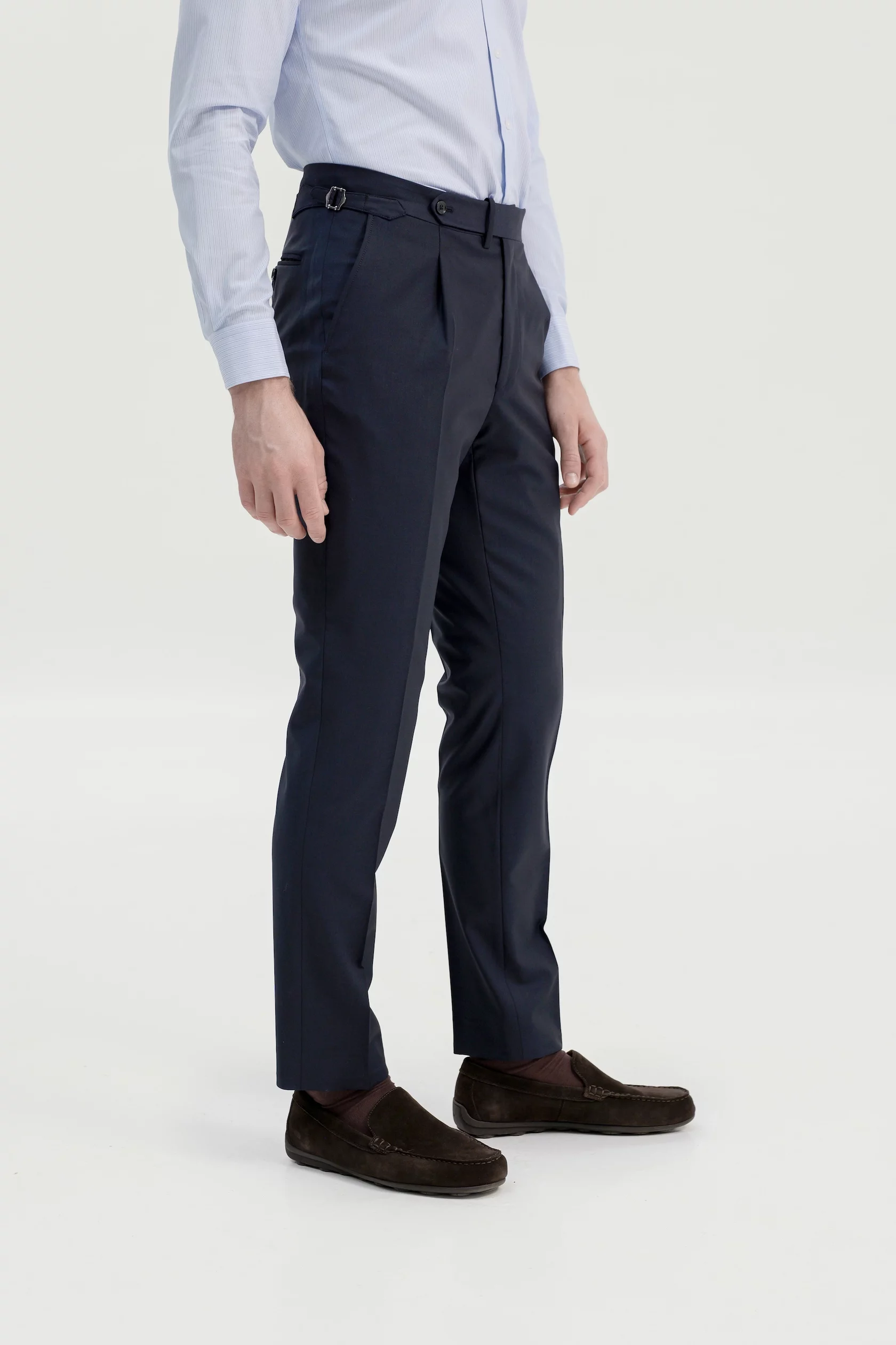 Navy blue 4-season wool trousers - Image 5