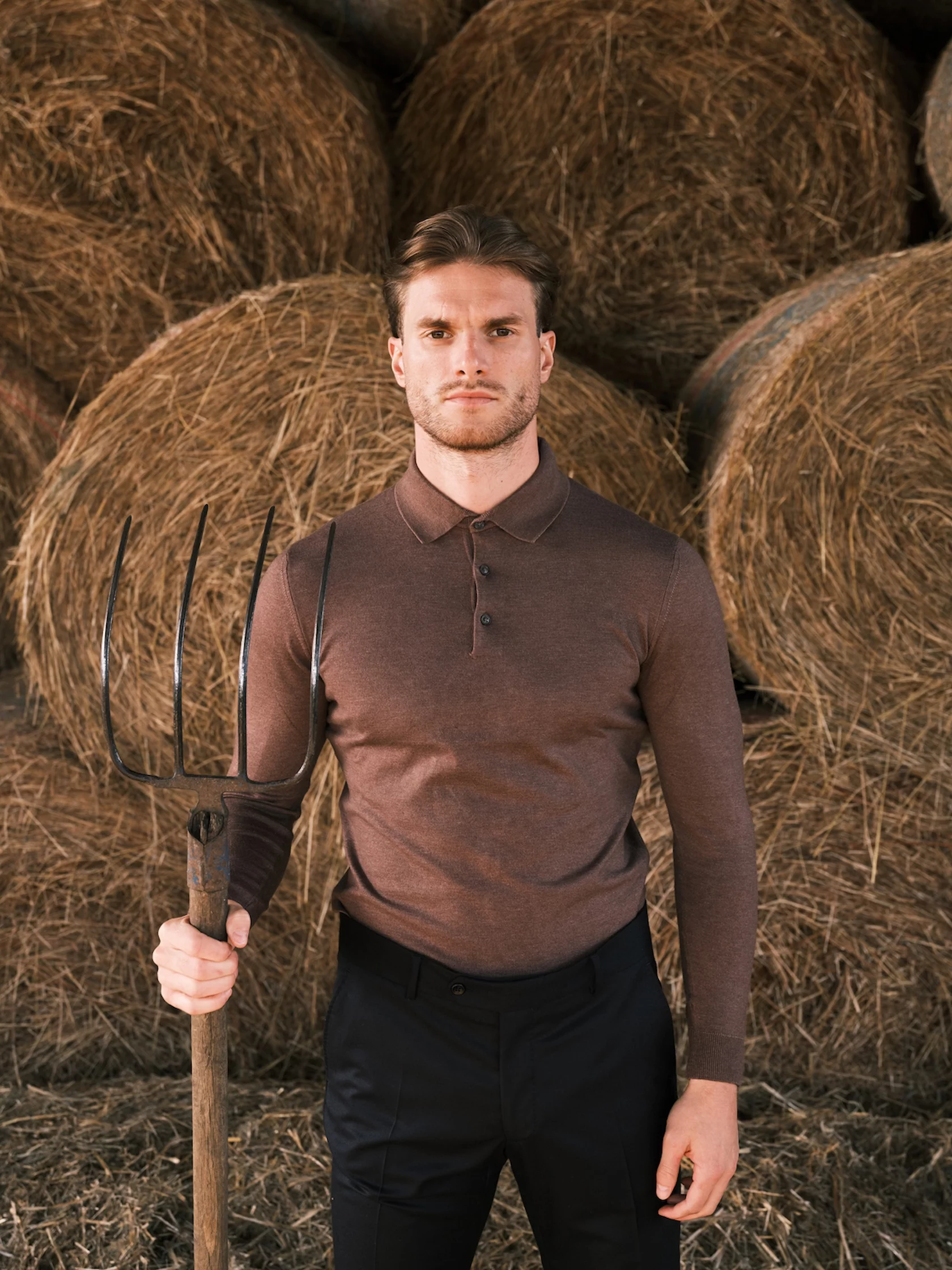 Long sleeves polo with cashmere - Image 2