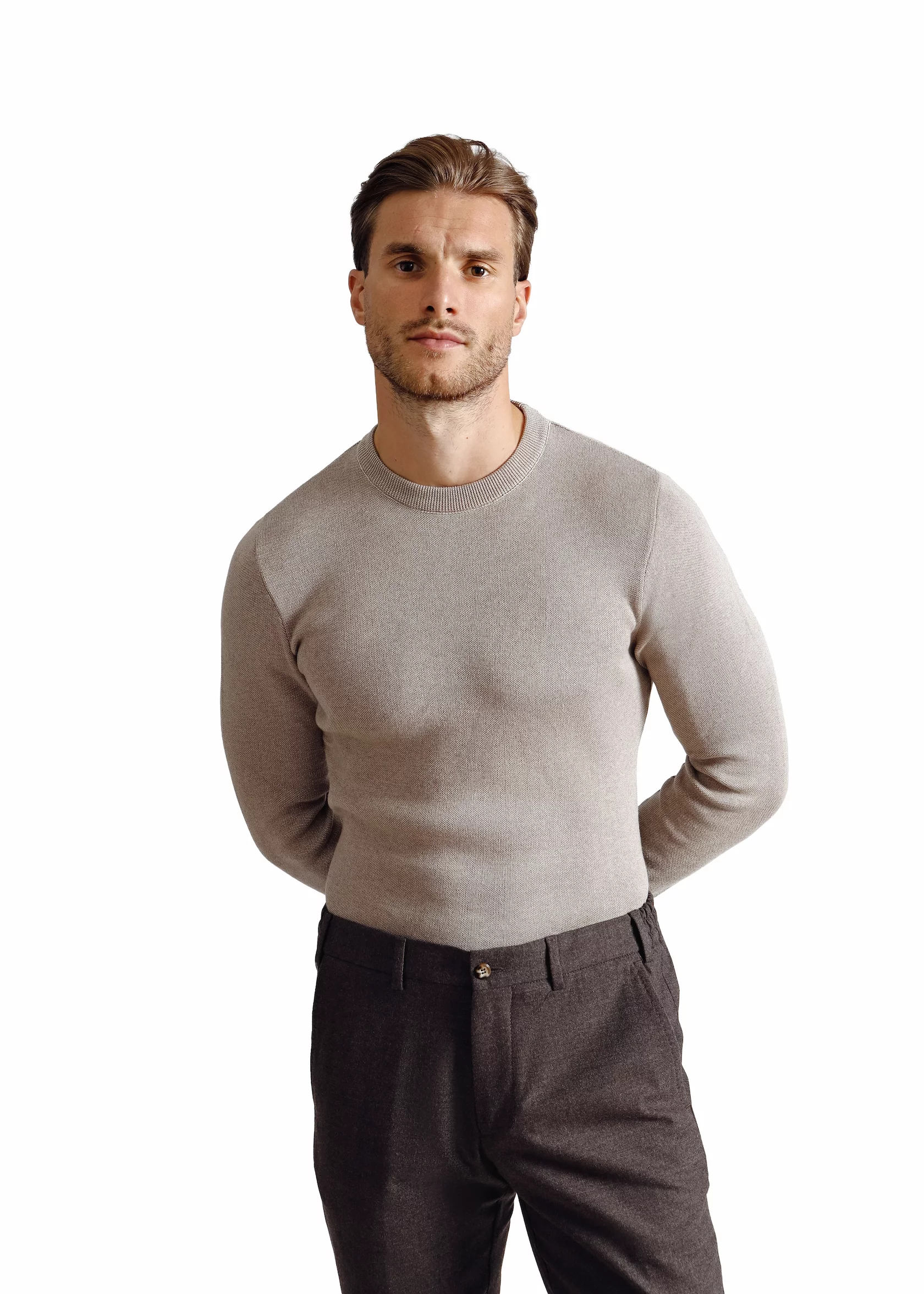 Stone beige melange cotton pullover - Image 3