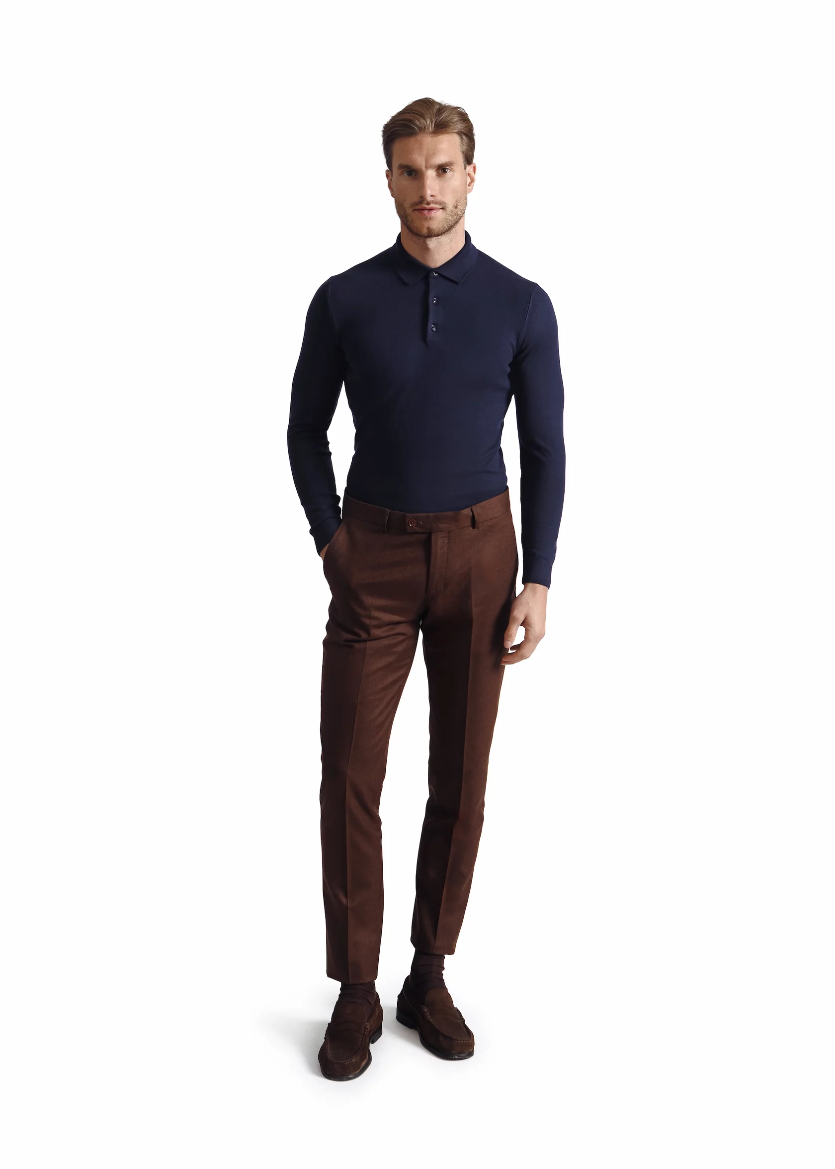 Long sleeves polo with cashmere - Image 3
