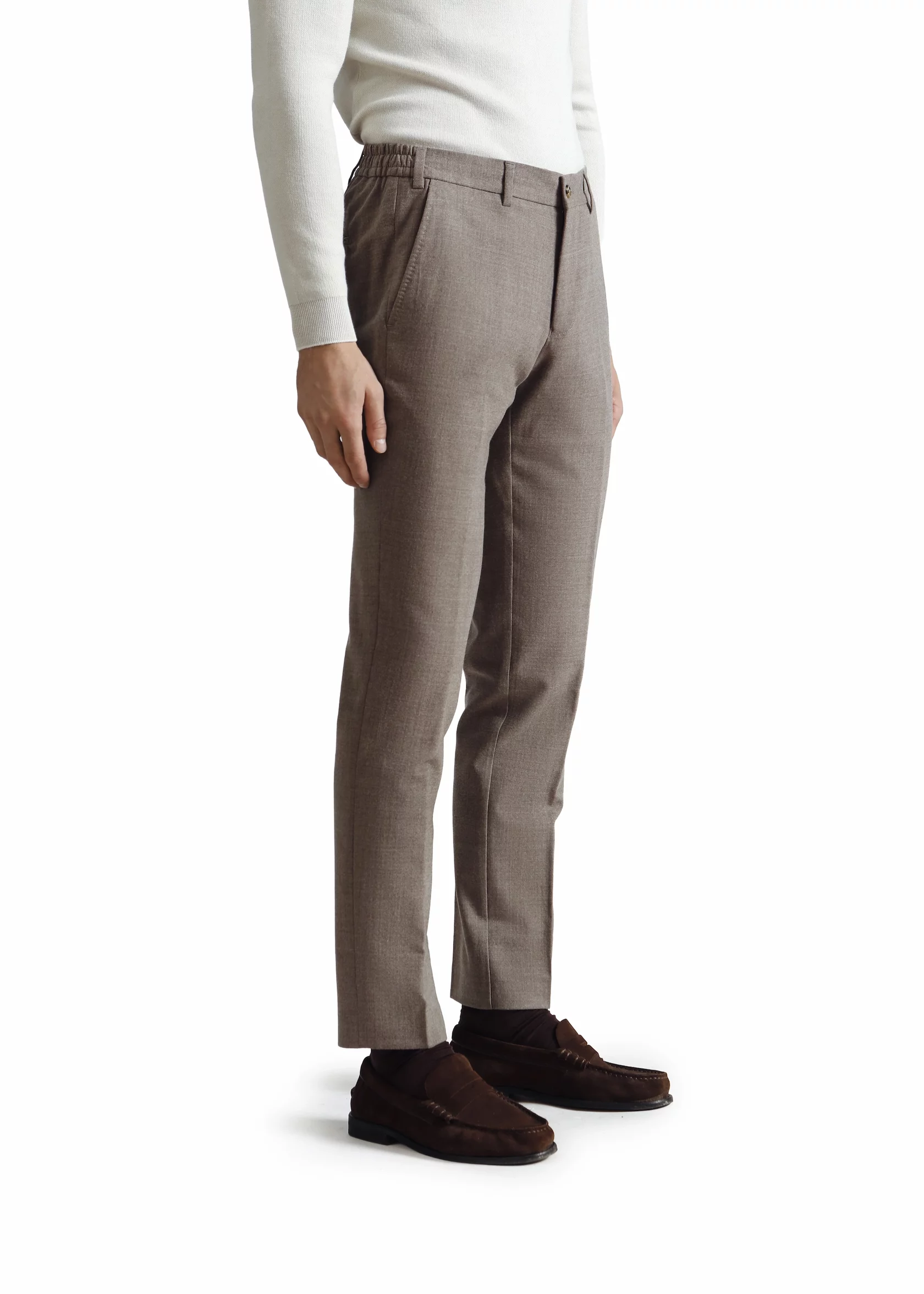 Stone beige winter wool trousers