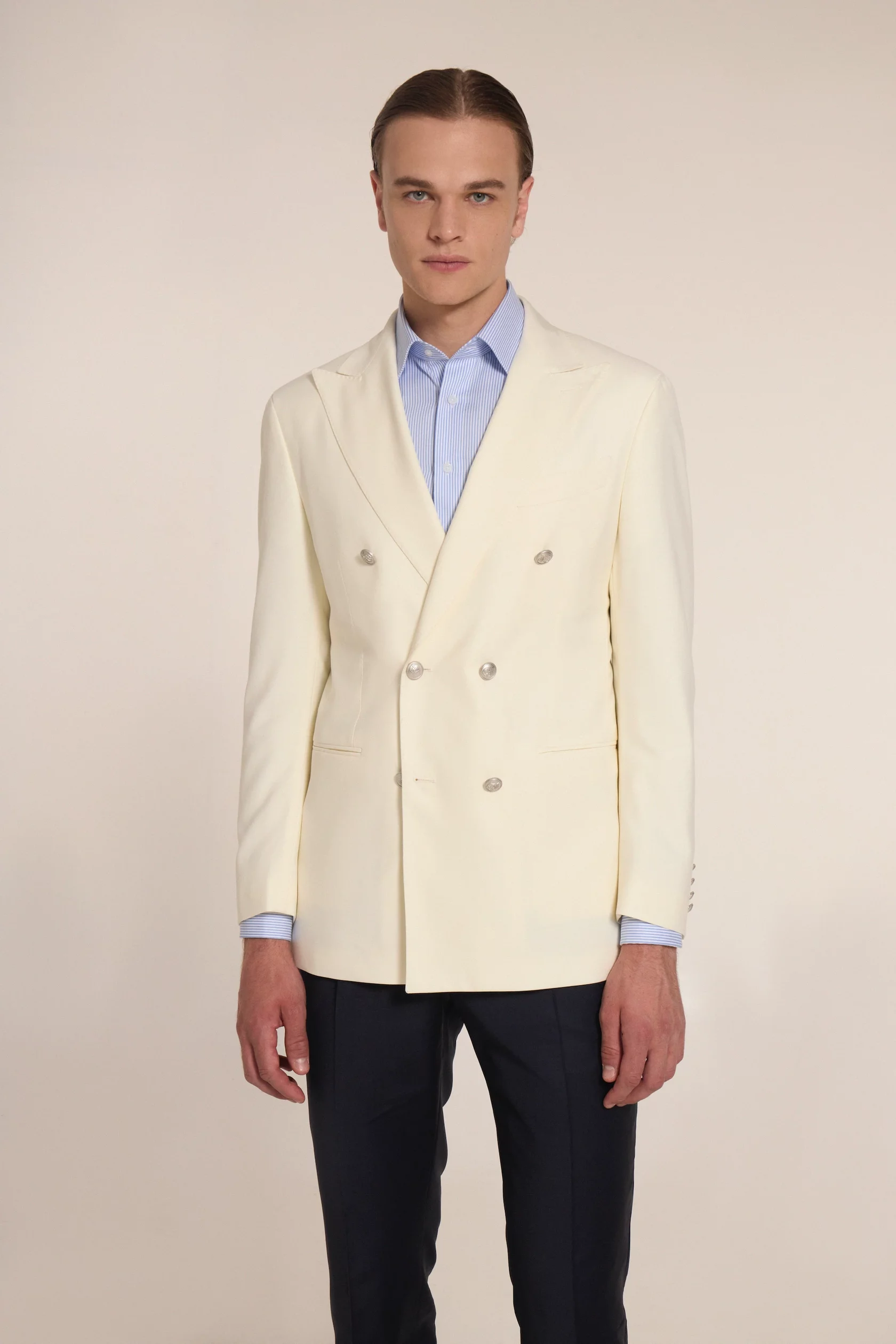 The creme double-breasted blazer - Image 3