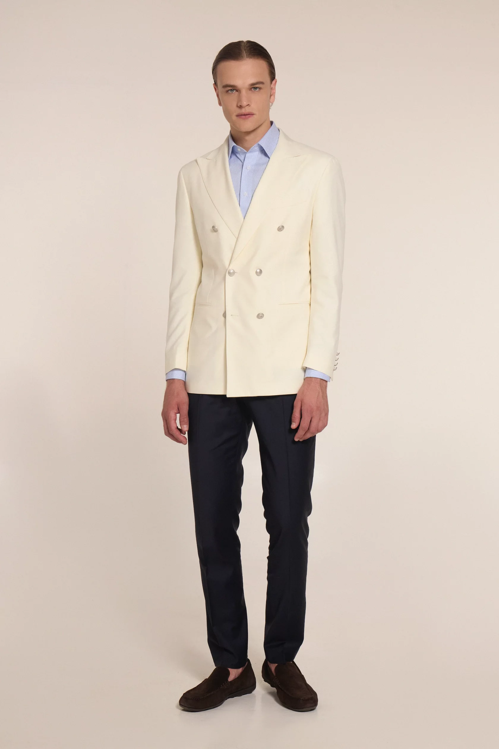 The creme double-breasted blazer - Image 2