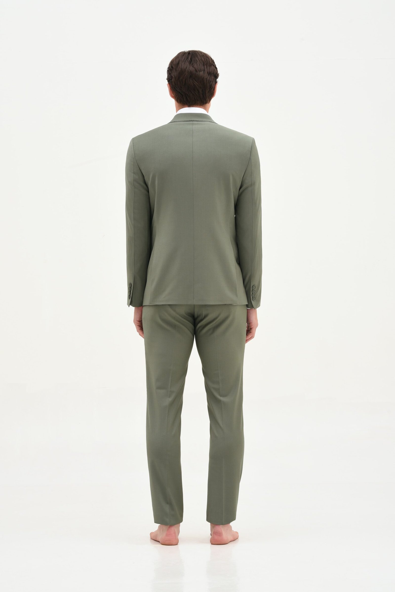 Olive green double-breasted suit - Image 3