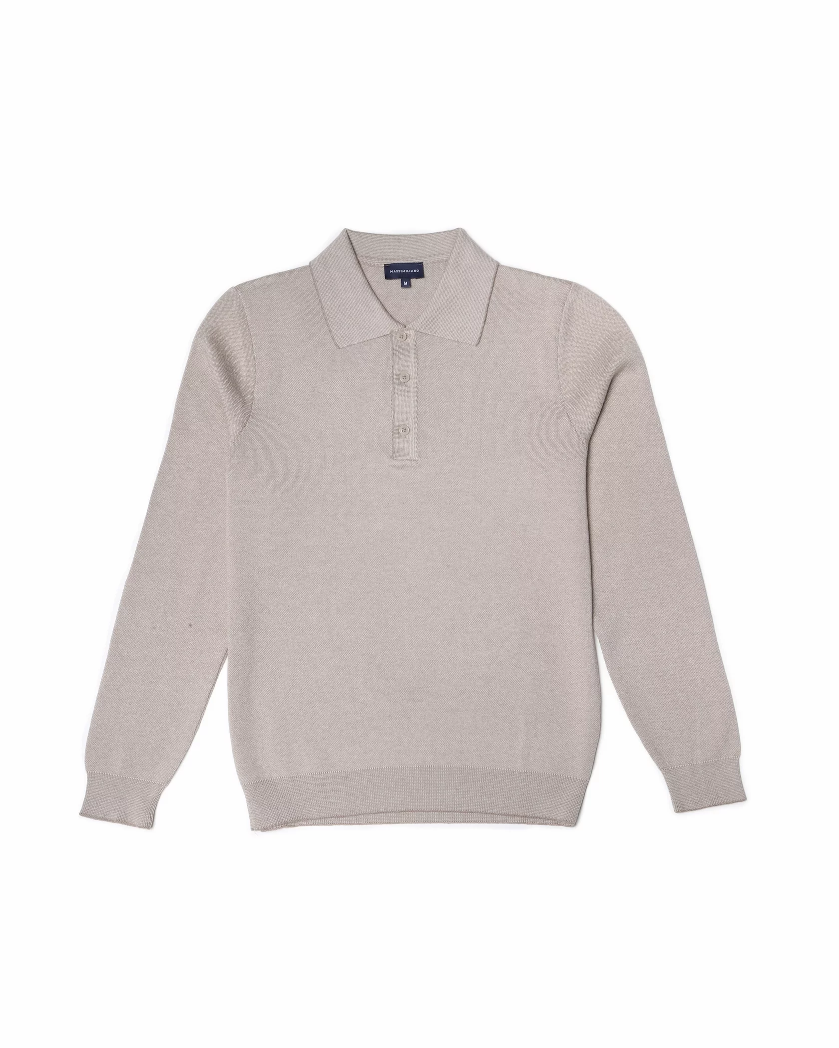 Beige melange cotton polo - Image 2