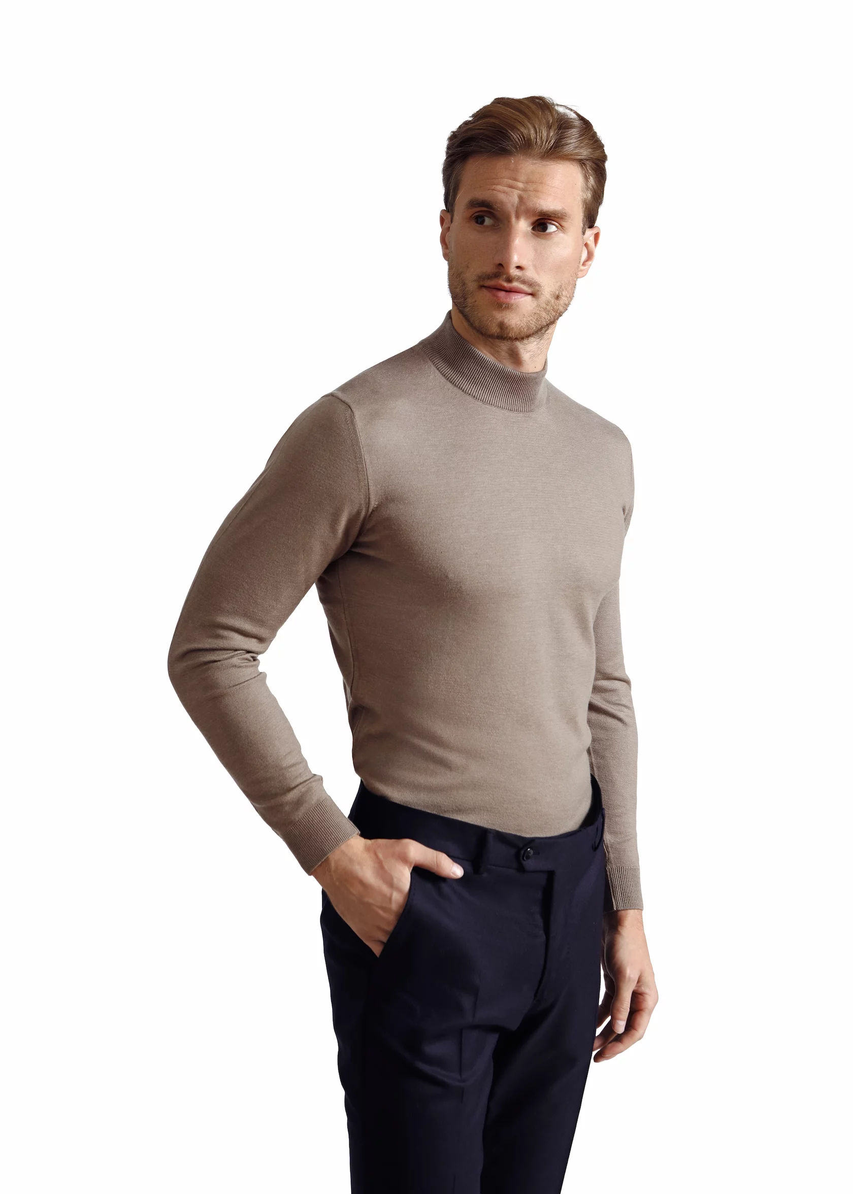 Mock neck pullover with cashmere - Image 2