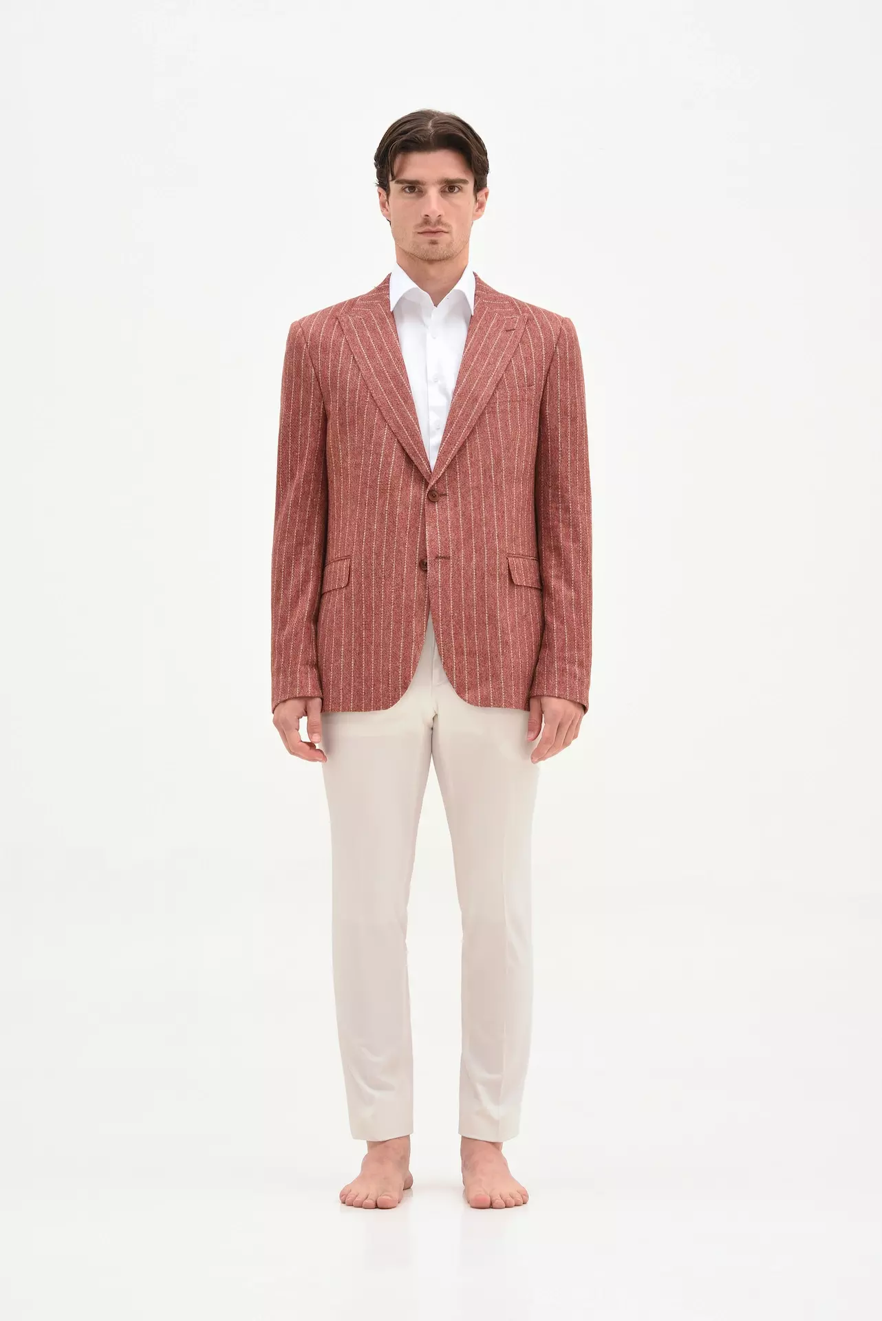 Concrete linen blazer with stripes