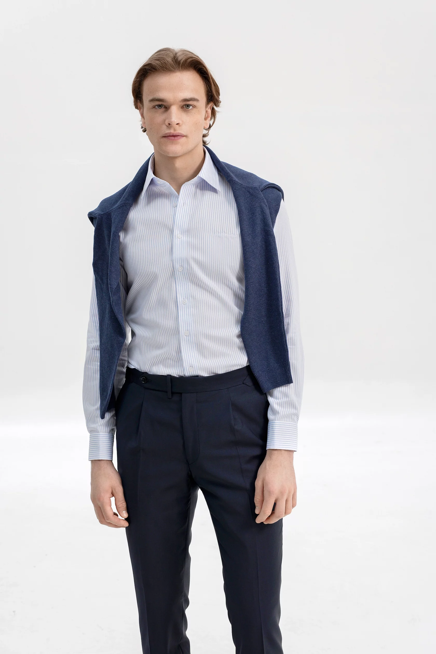 Navy blue 4-season wool trousers - Image 6