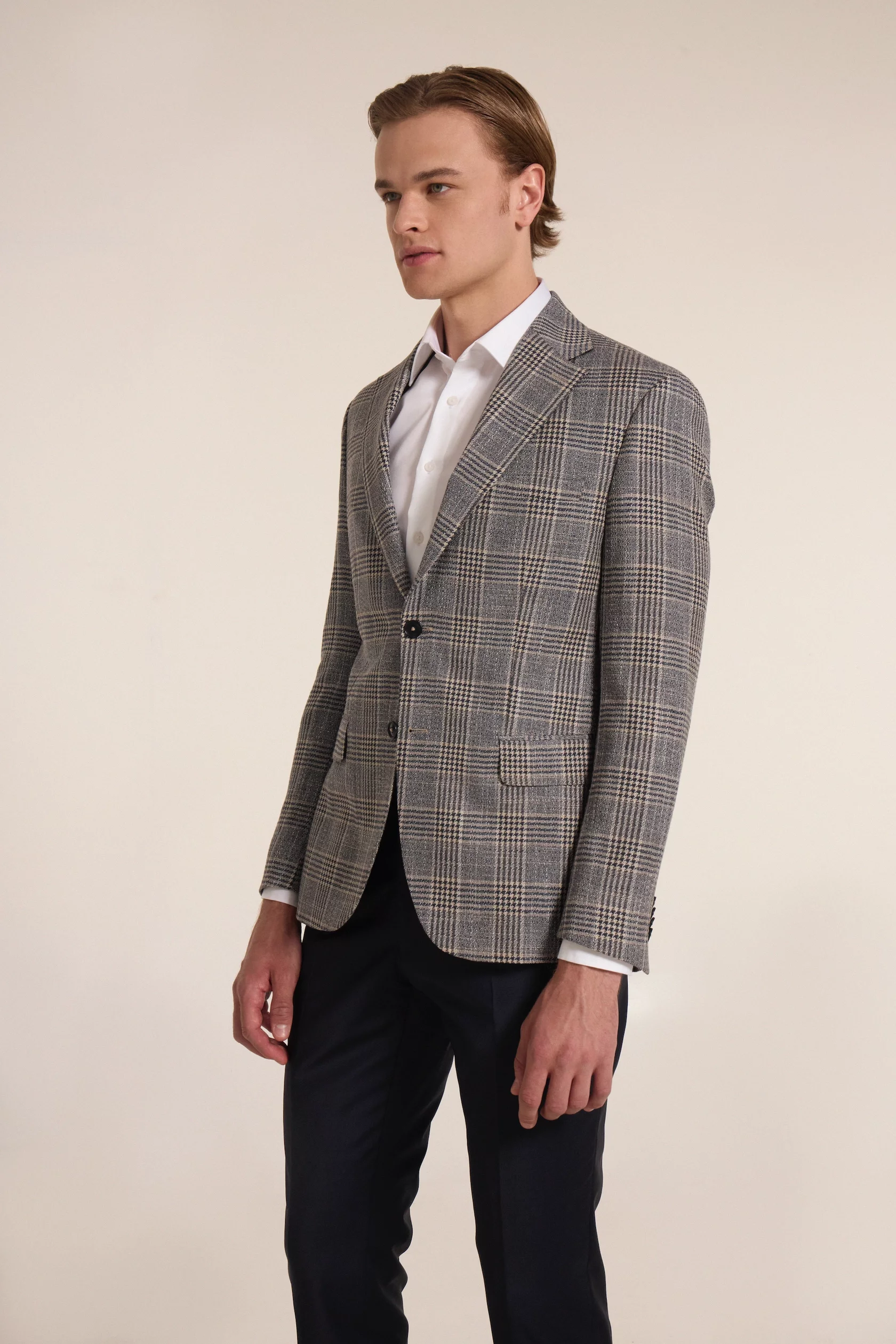 Caro navy blue blazer with wool, cotton and linen - Image 3