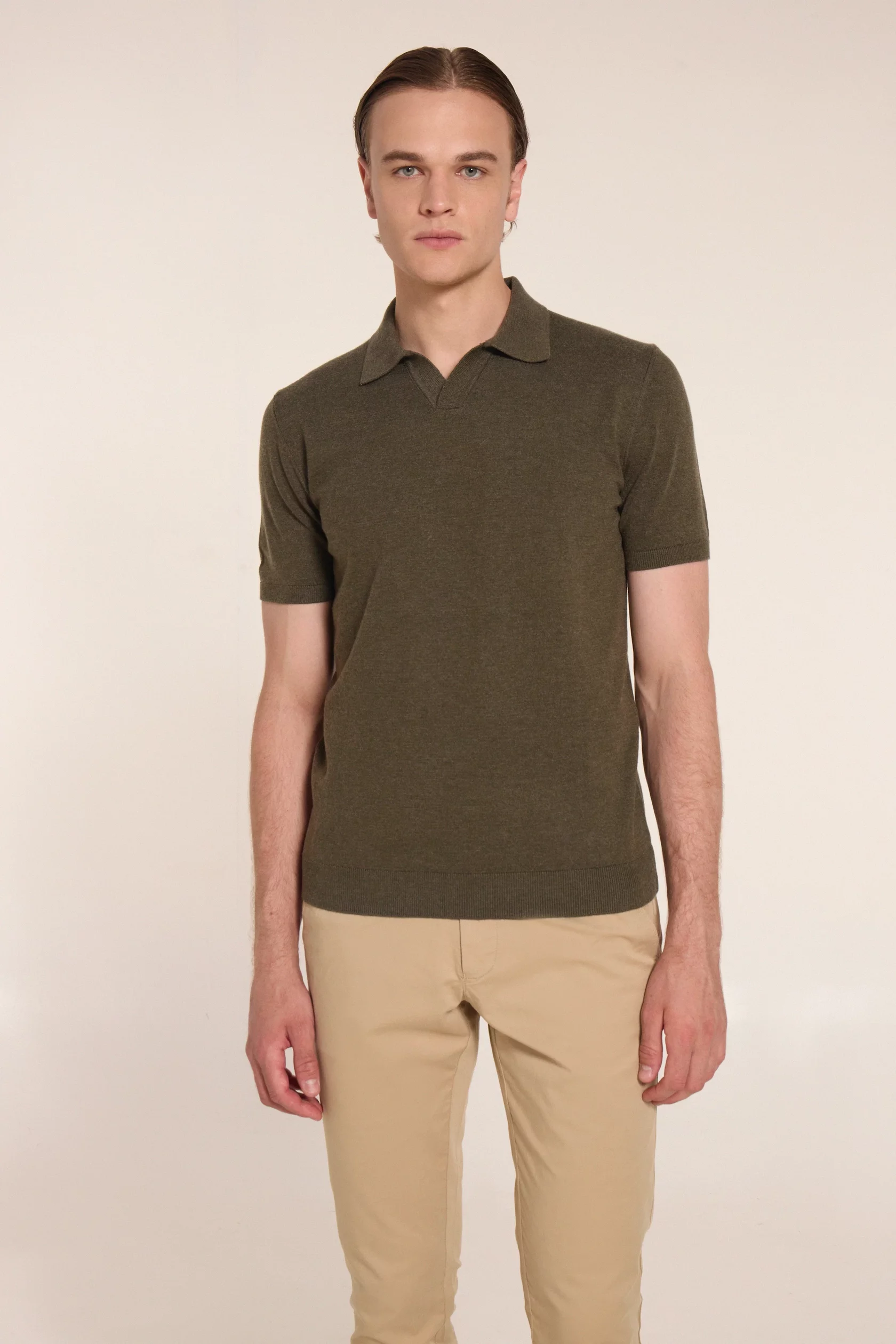 Beige chino cotton trousers - Image 2