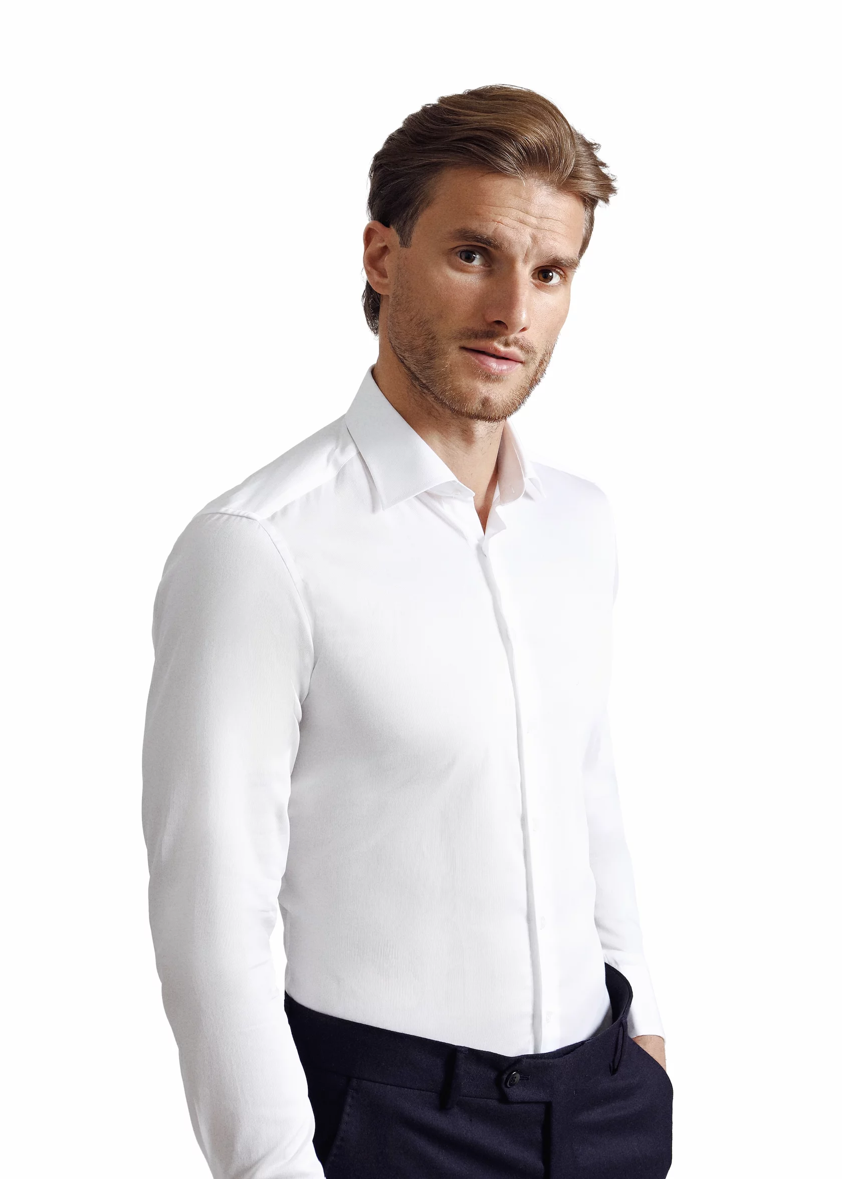 White on white dotted classic shirt - Image 3