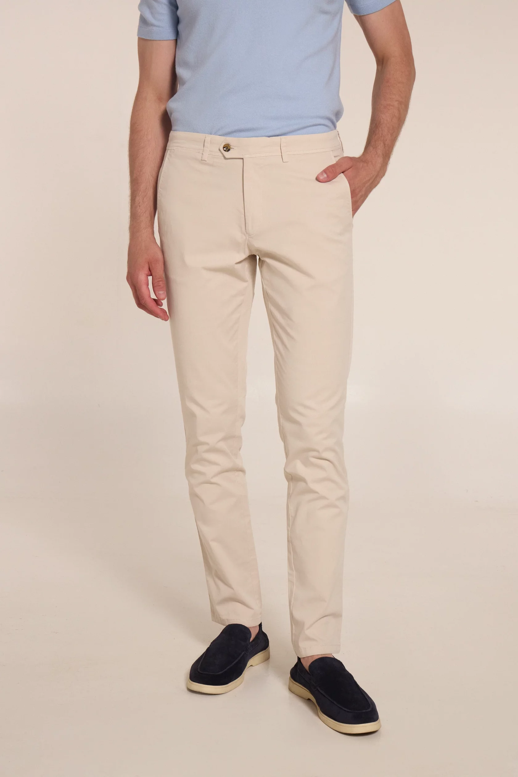 Beige chino cotton trousers - Image 8