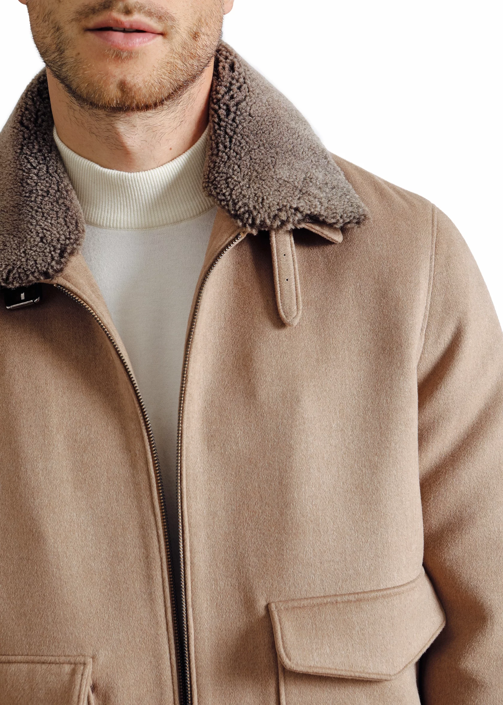 The Prince Harry jacket with camel wool and shearling - Image 3