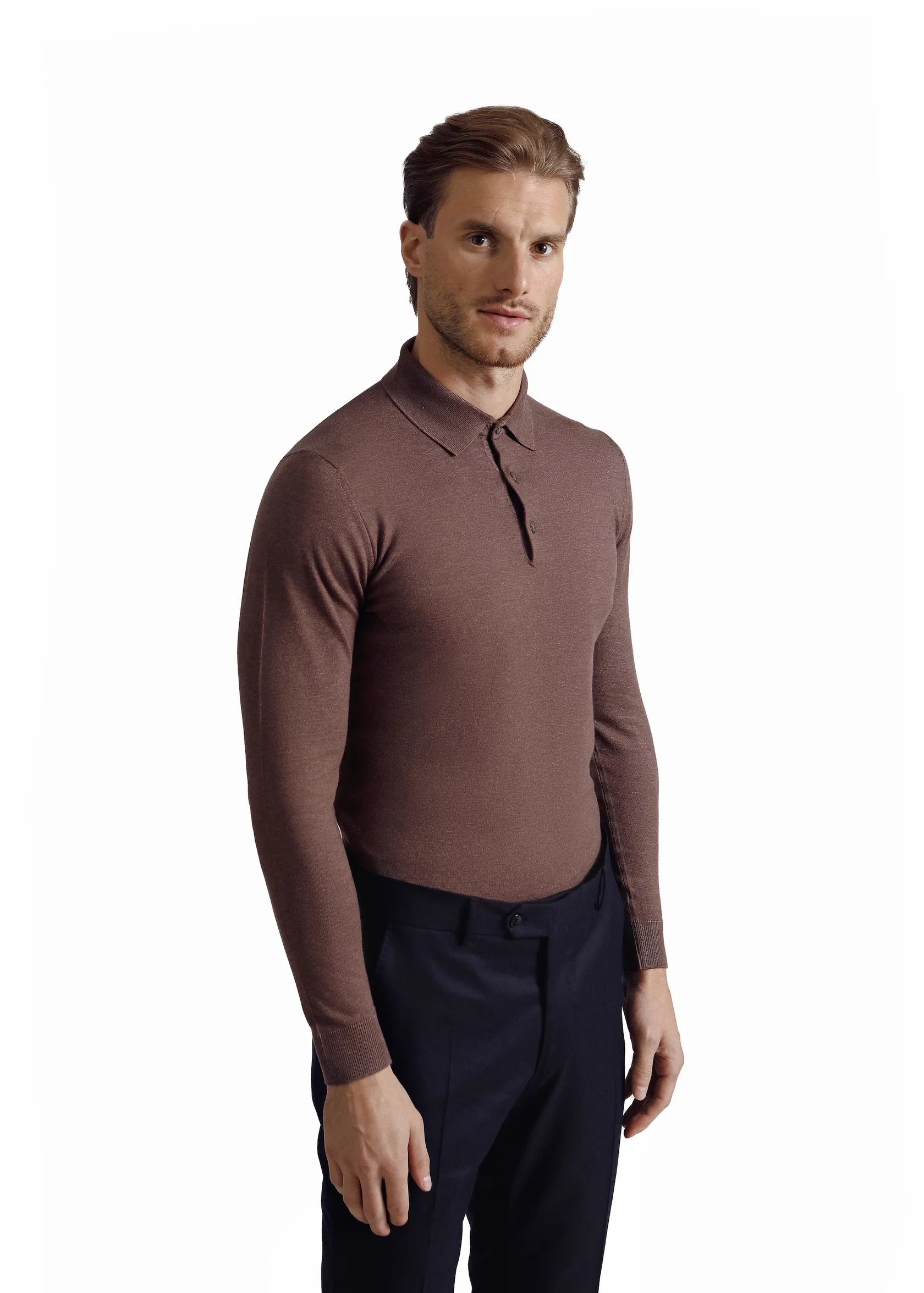 Long sleeves polo with cashmere - Image 3