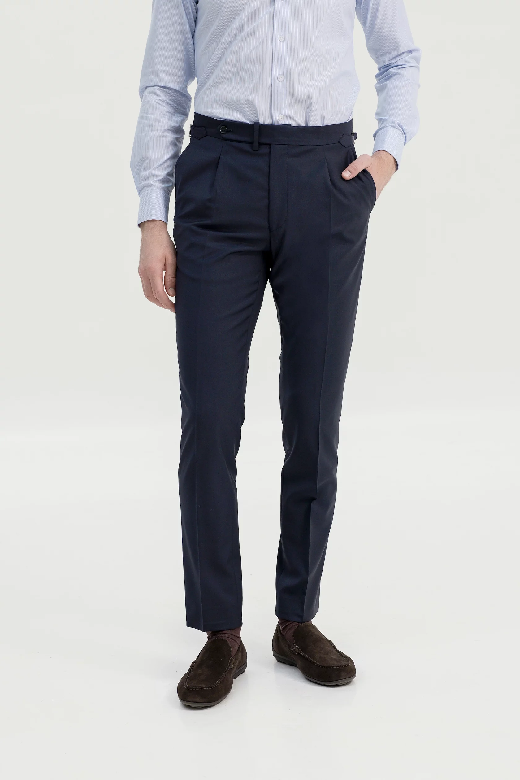 Navy blue 4-season wool trousers - Image 3