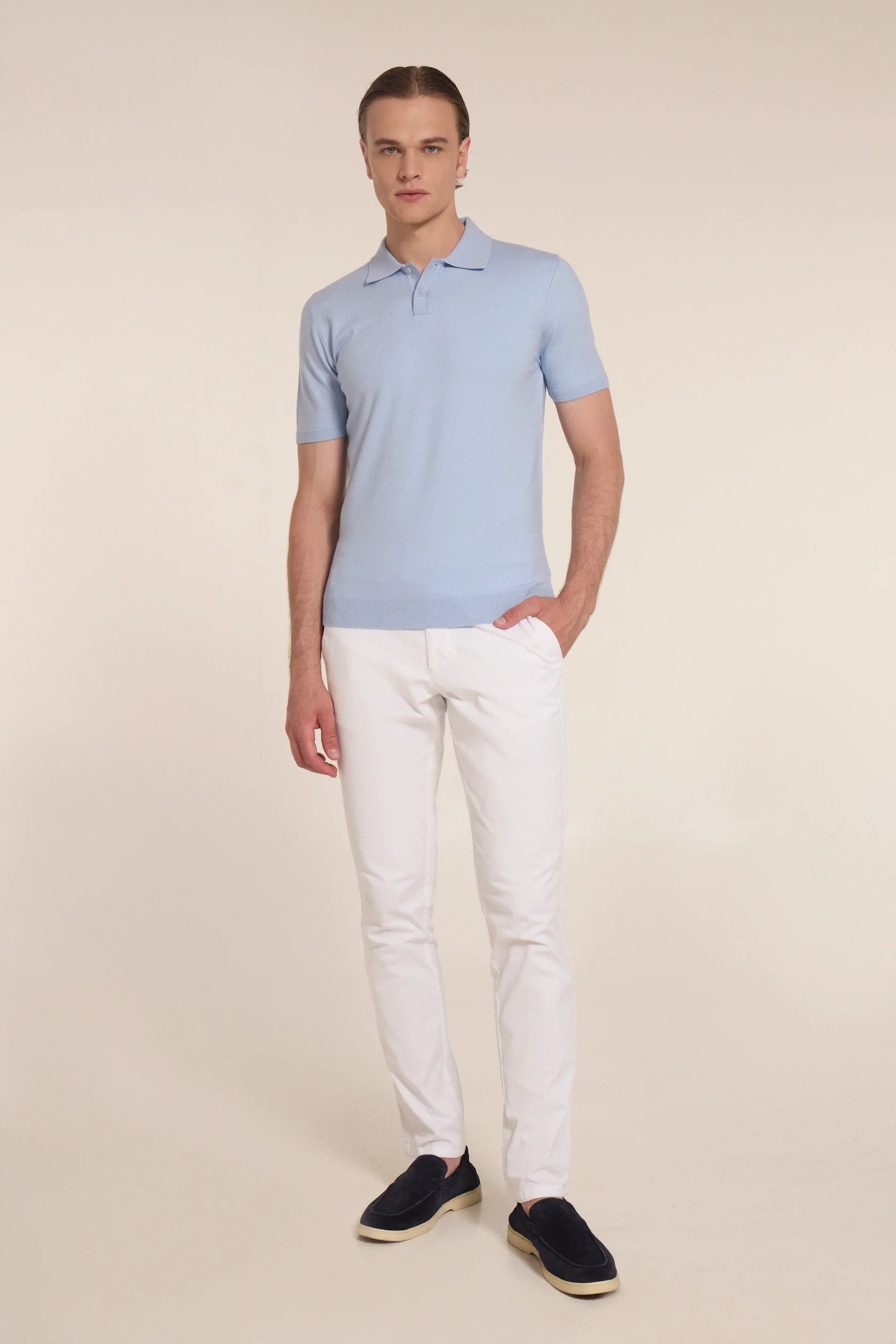 Baby blue polo with cashmere
