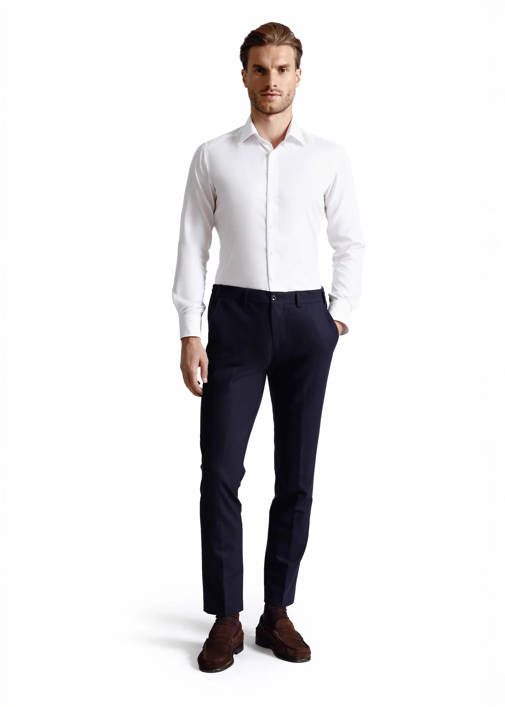 Navy blue winter wool trousers