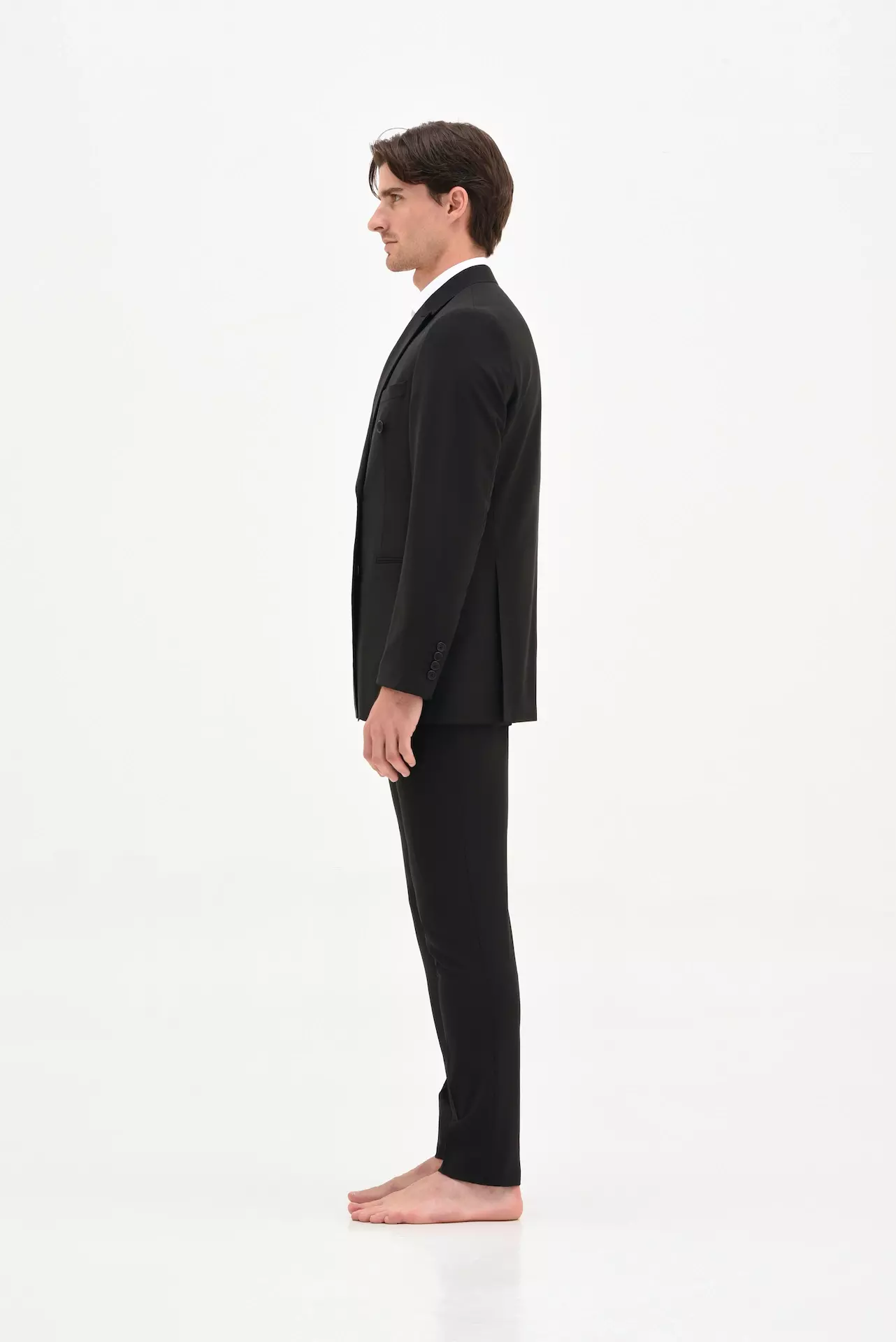 Black double-breasted wool suit - Image 2