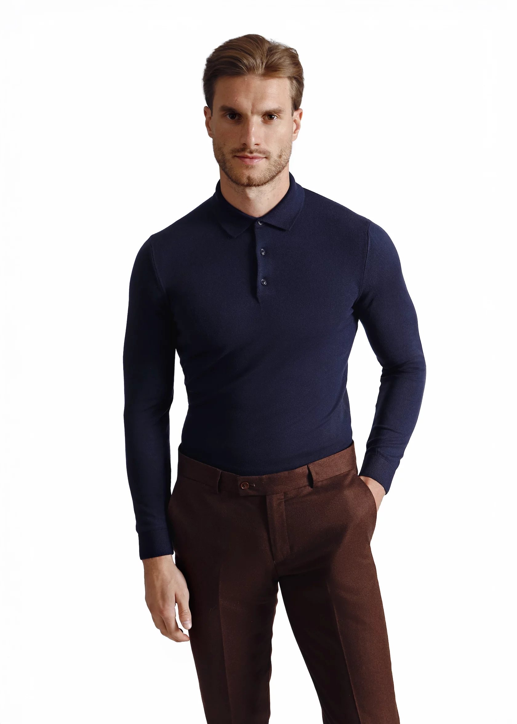 Long sleeves polo with cashmere - Image 2