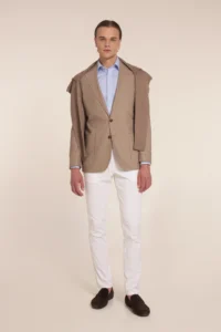 The beige linen blazer