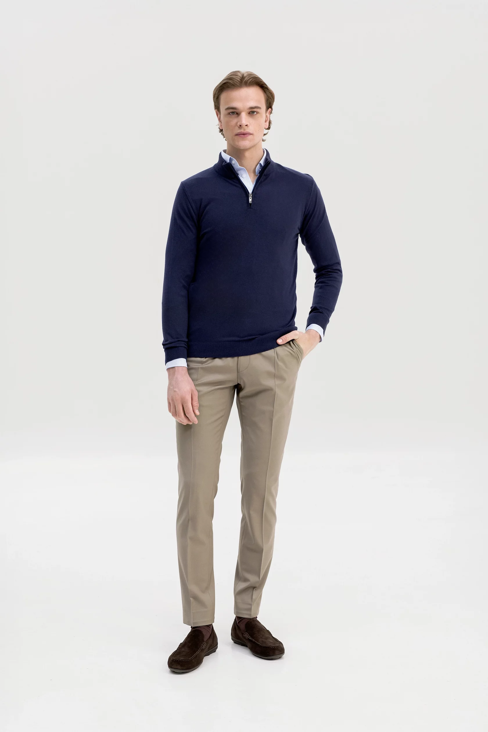 Half-zip pullover with cashmere