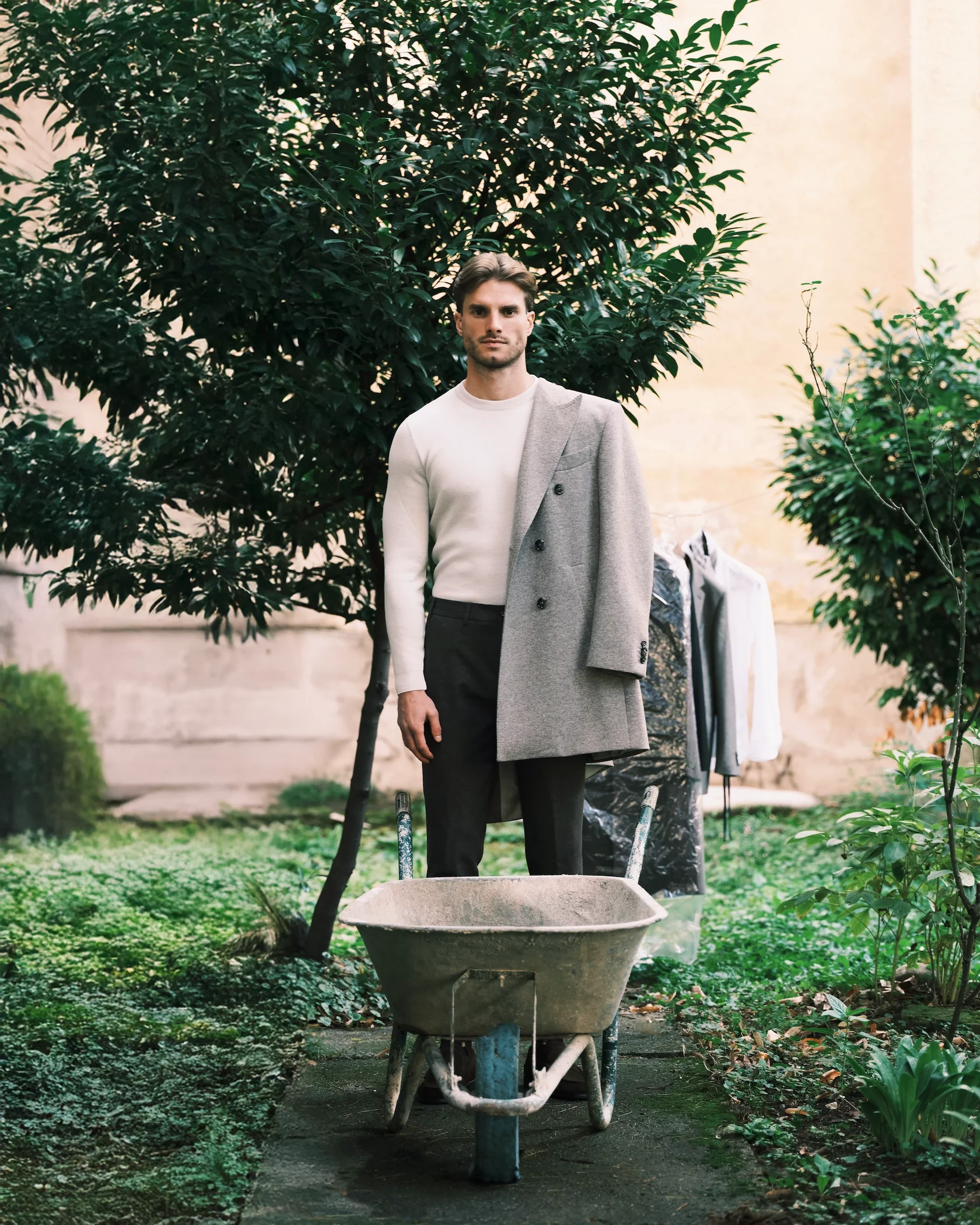 The stone beige wool coat