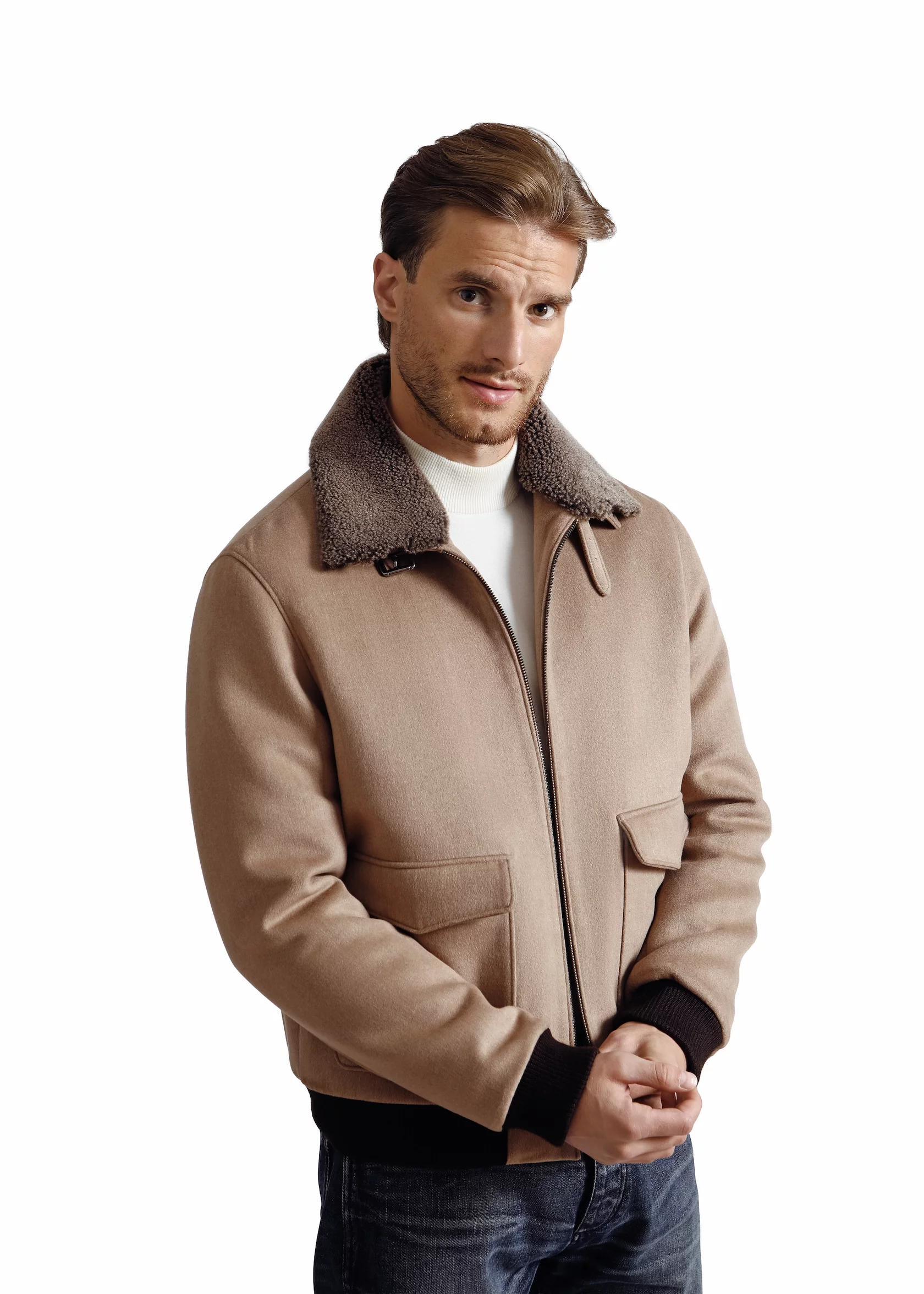 The Prince Harry jacket with camel wool and shearling - Image 2