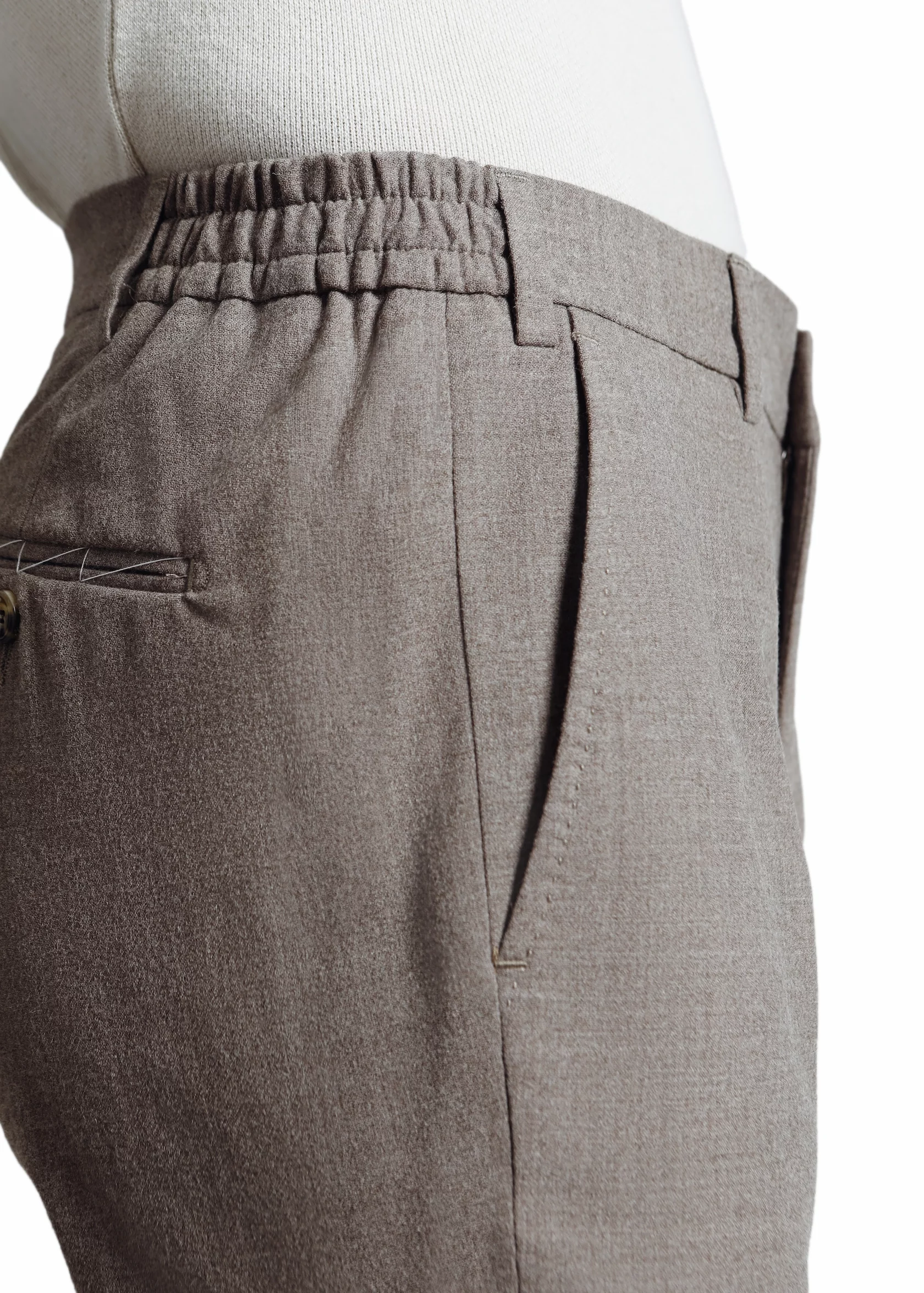 Stone beige winter wool trousers - Image 5