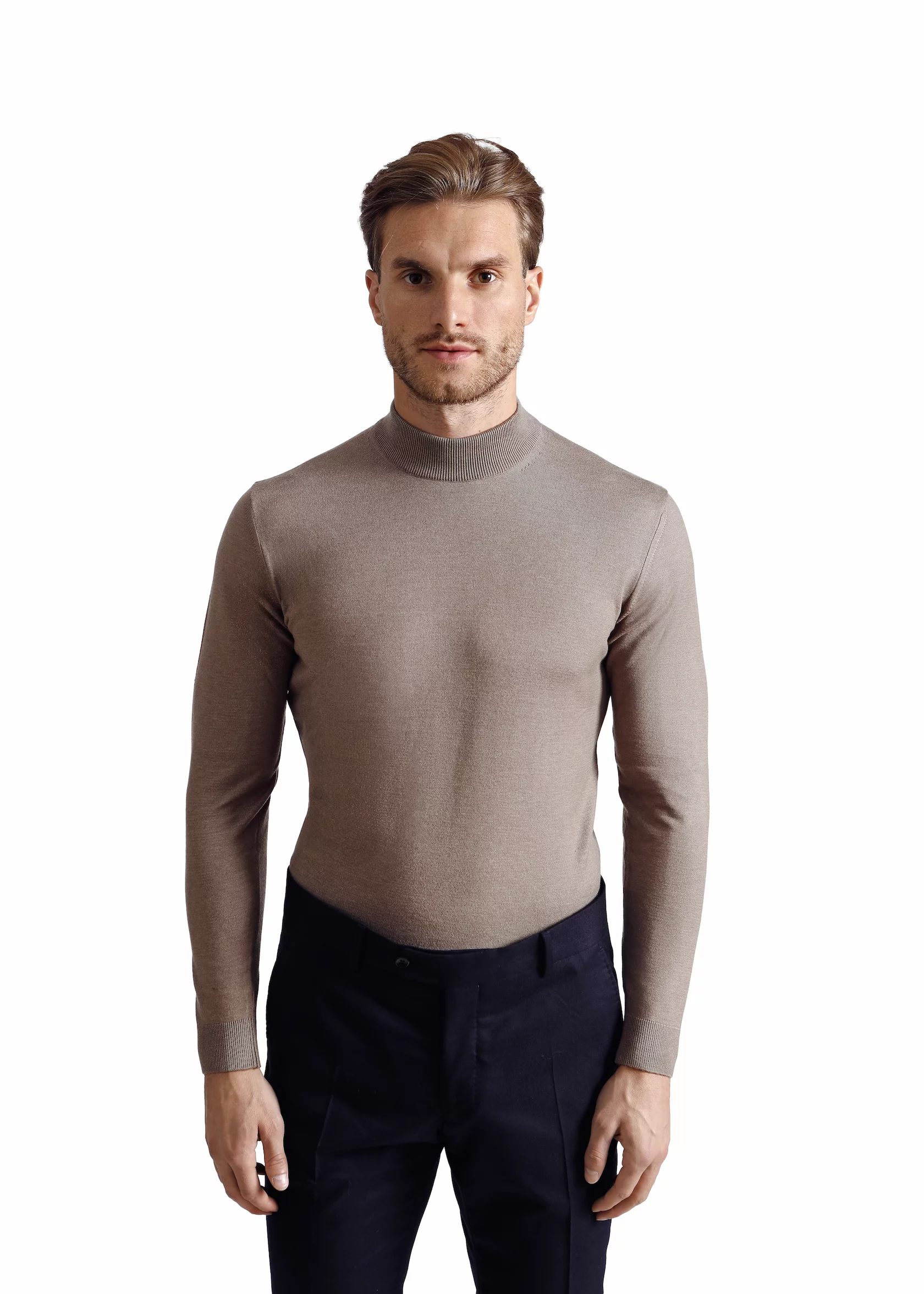 Mock neck pullover with cashmere