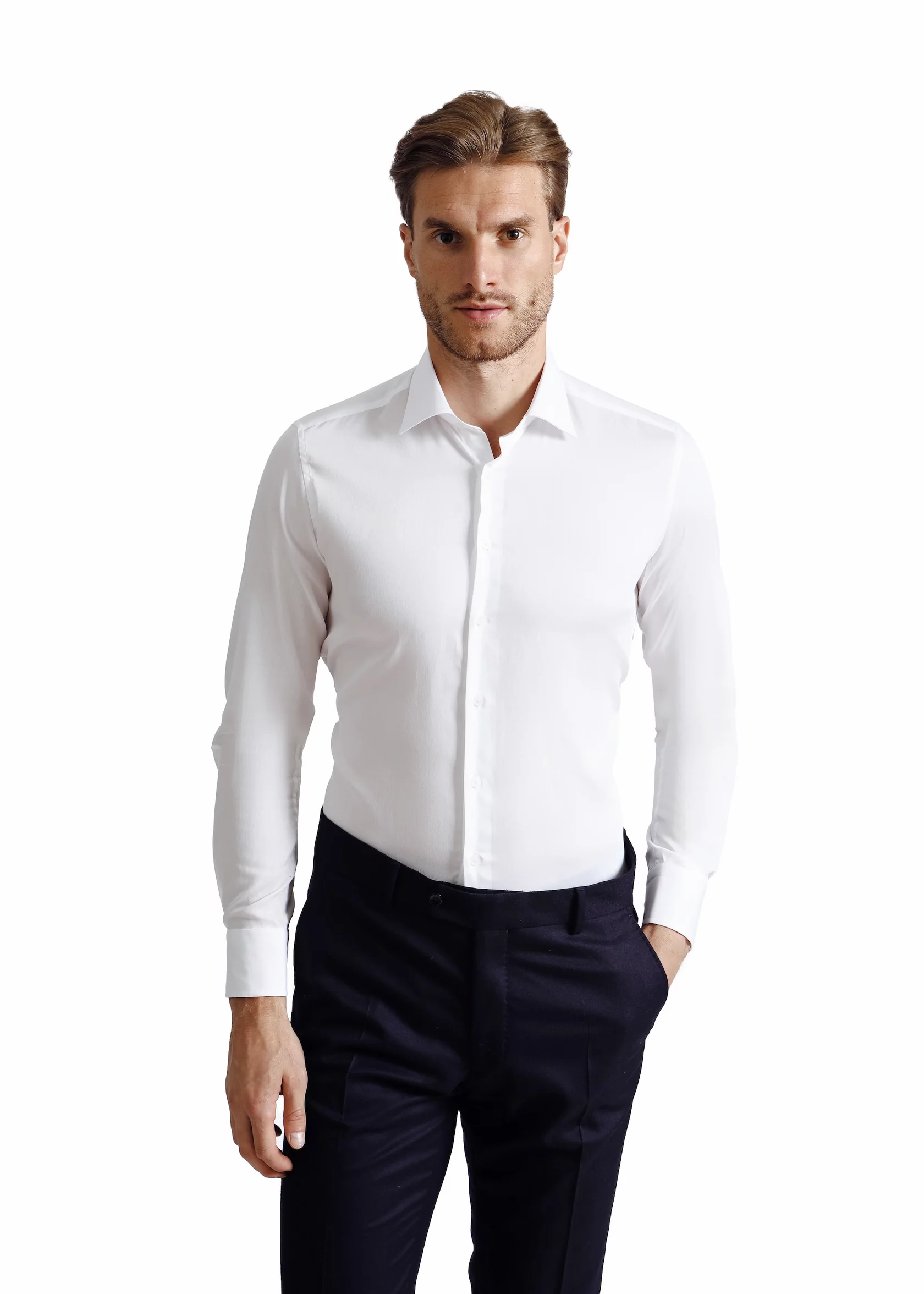 White on white dotted classic shirt