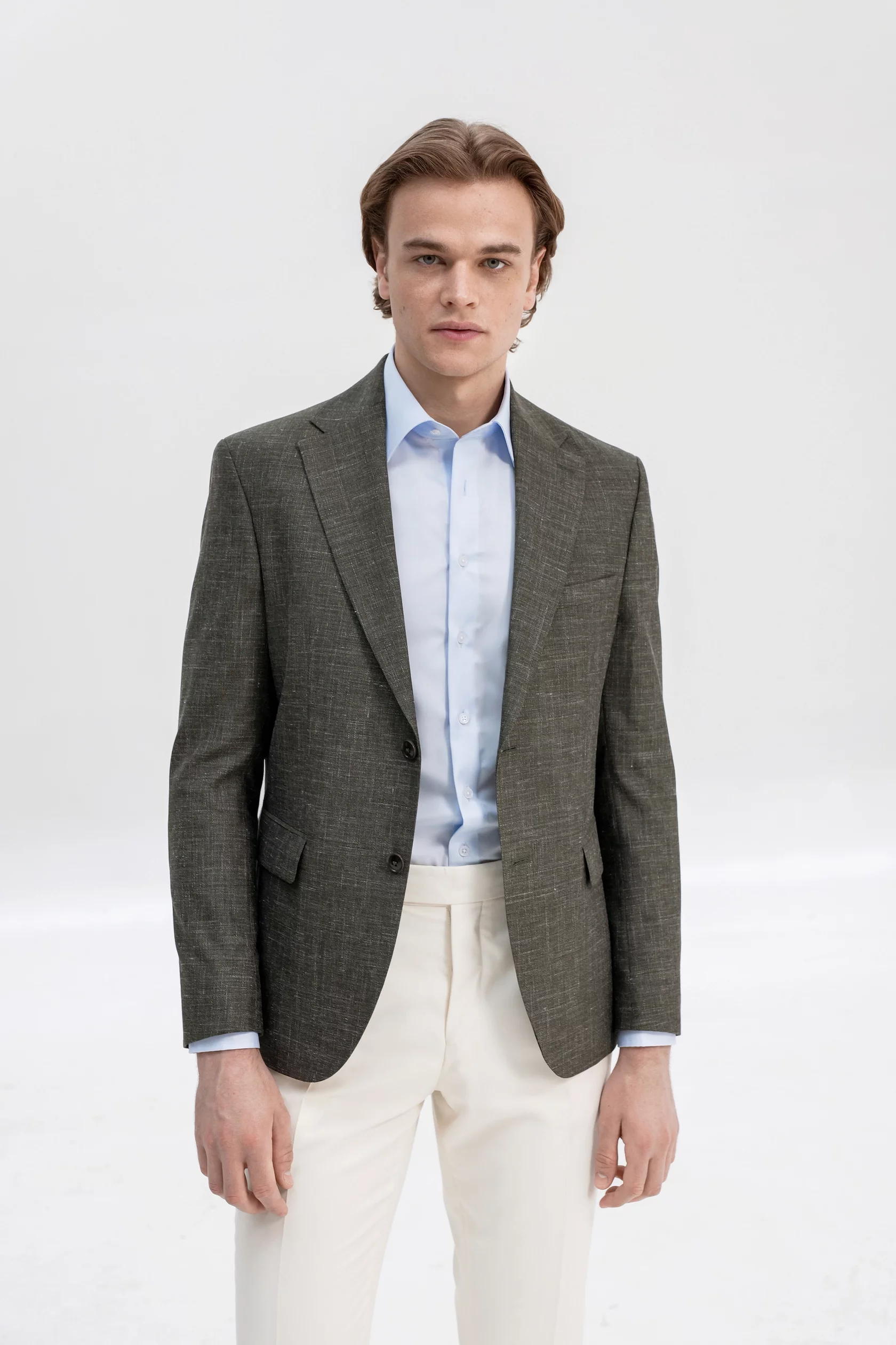 Green blazer with silk and wool - Image 2
