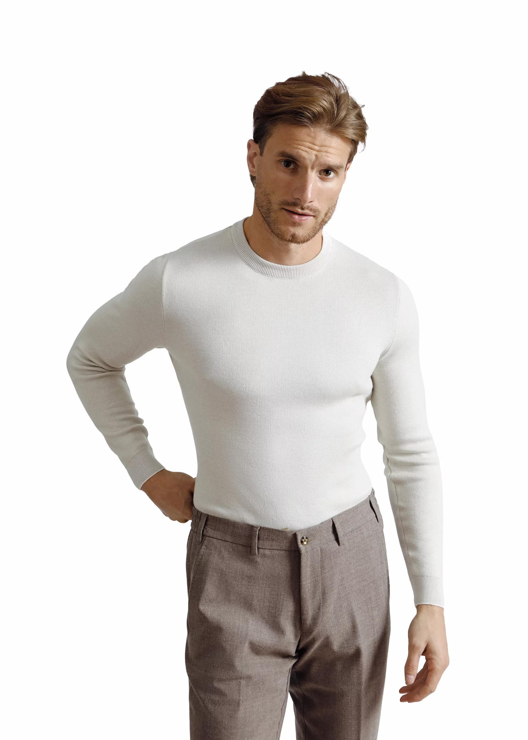 Cream white melange cotton pullover - Image 2