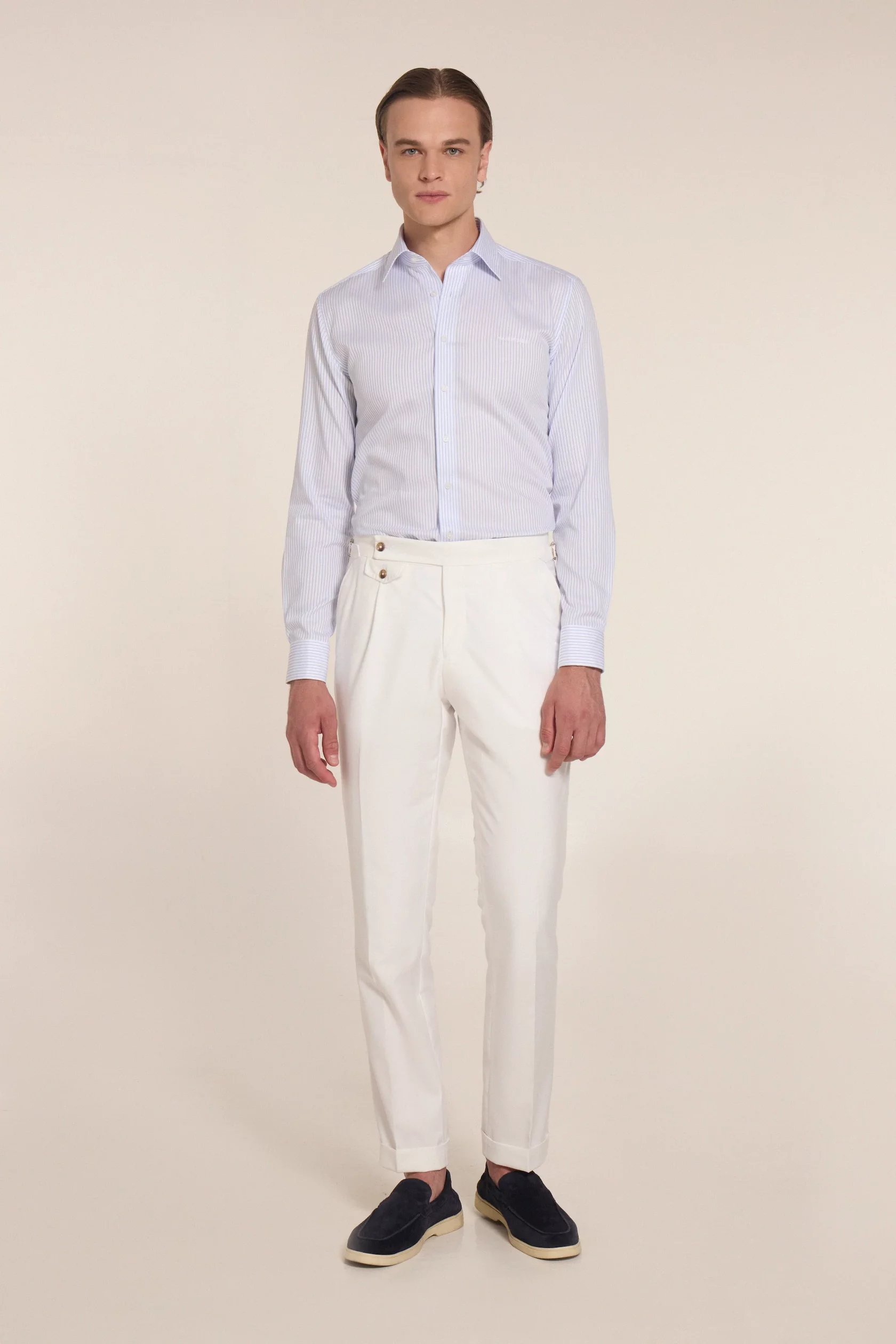 White wool trousers