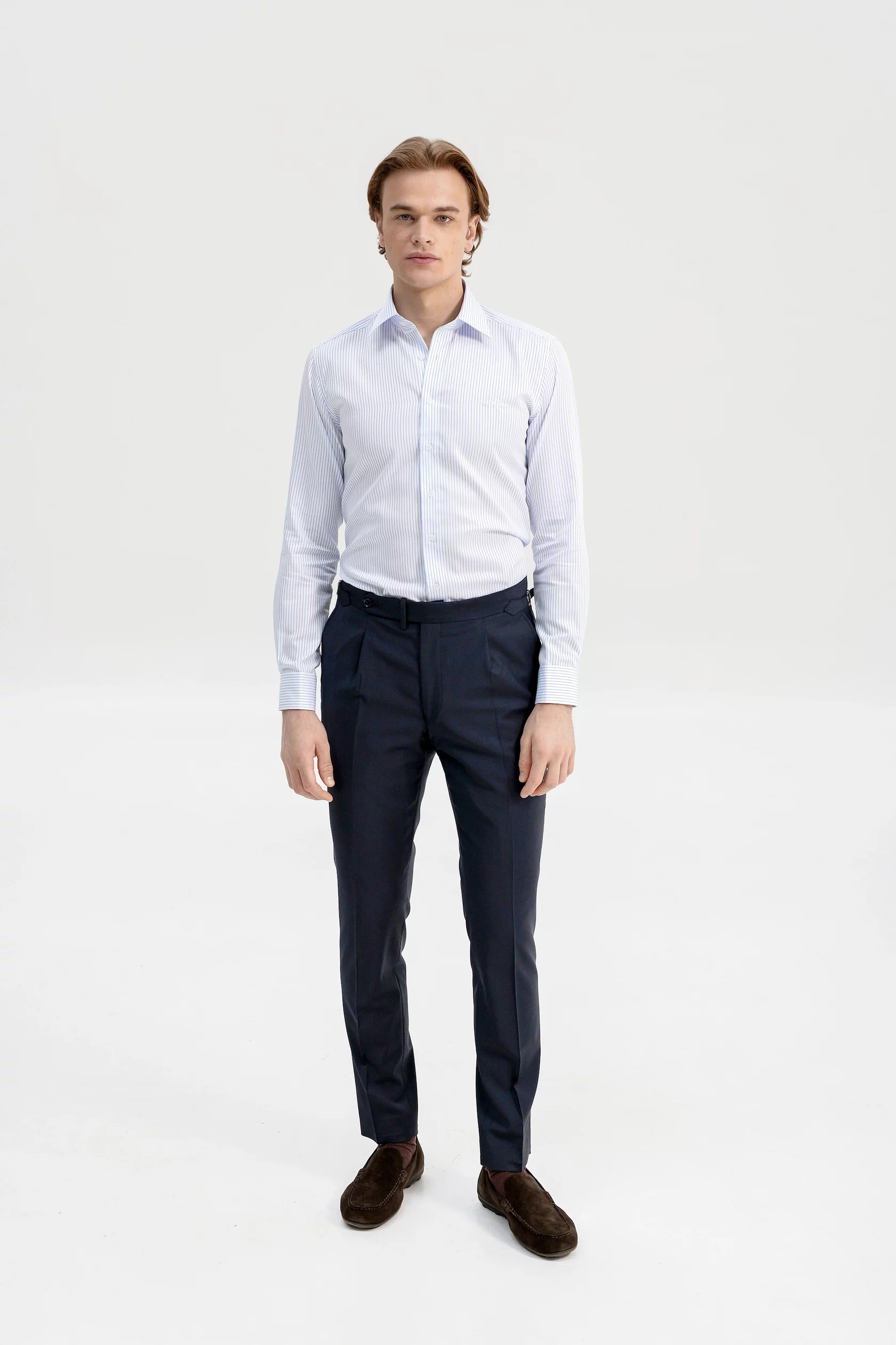 Navy blue 4-season wool trousers