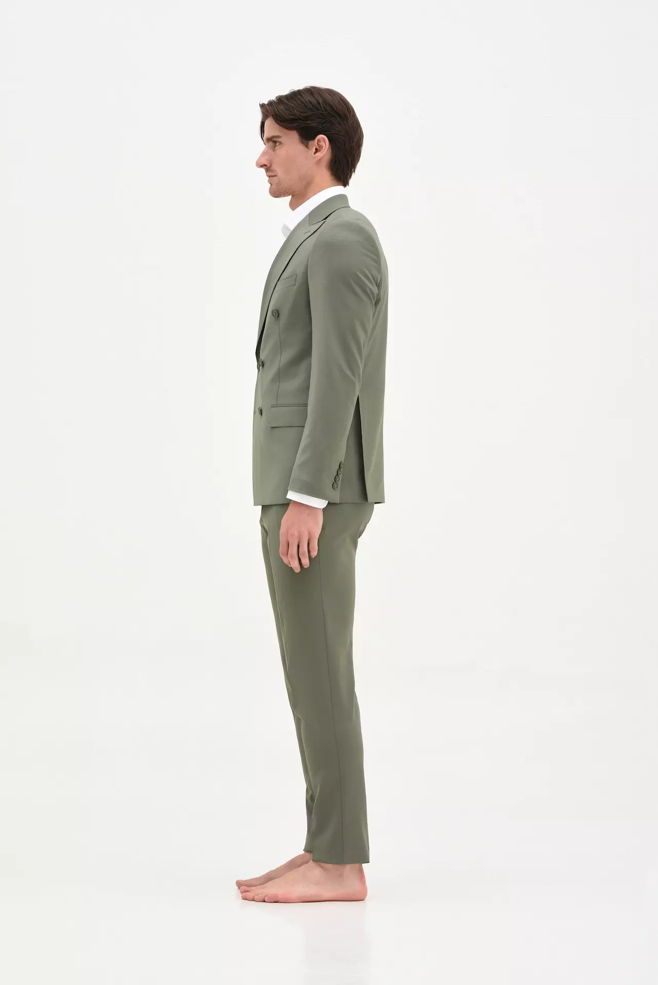 Olive green double-breasted suit - Image 2