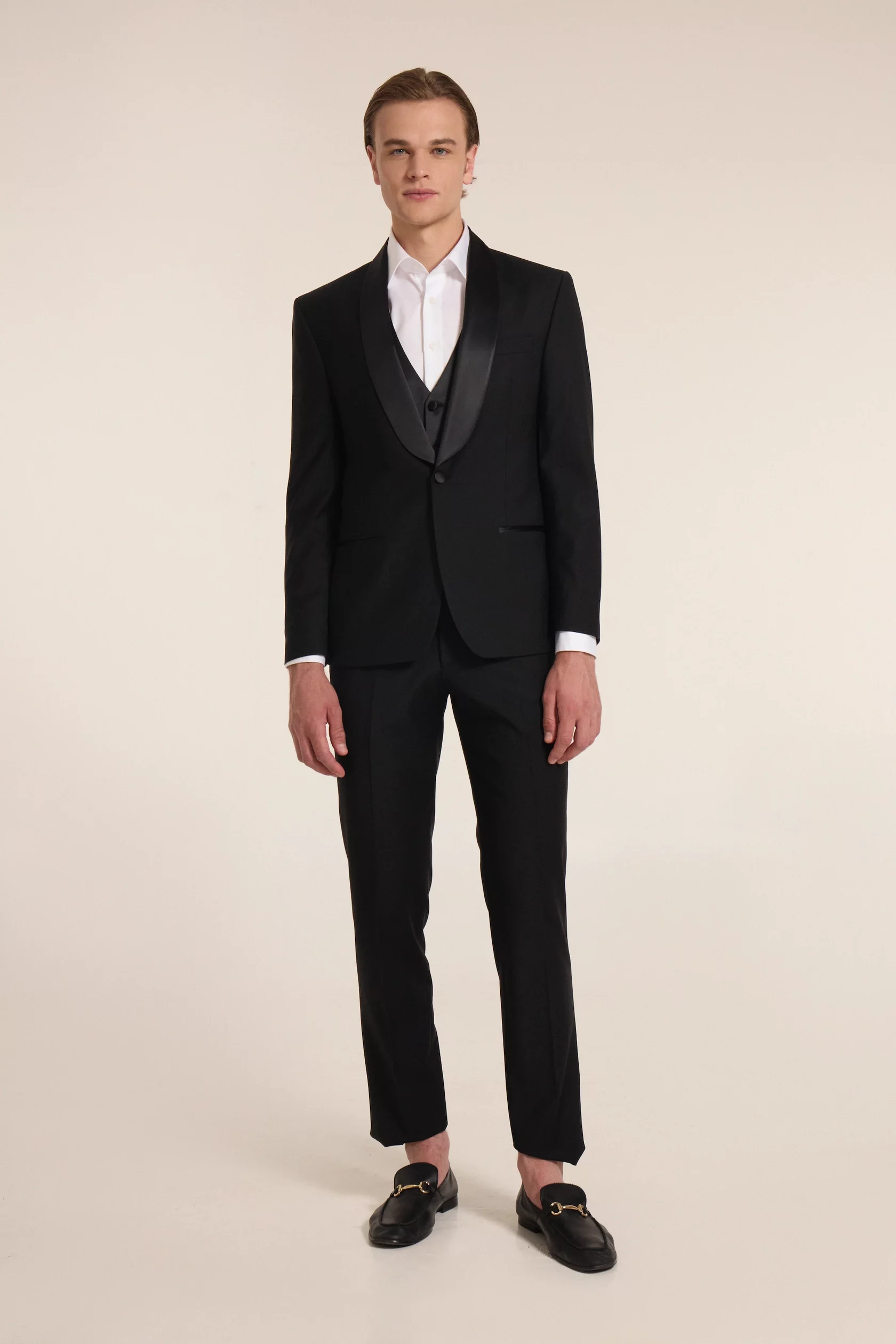 Black tuxedo wool suit