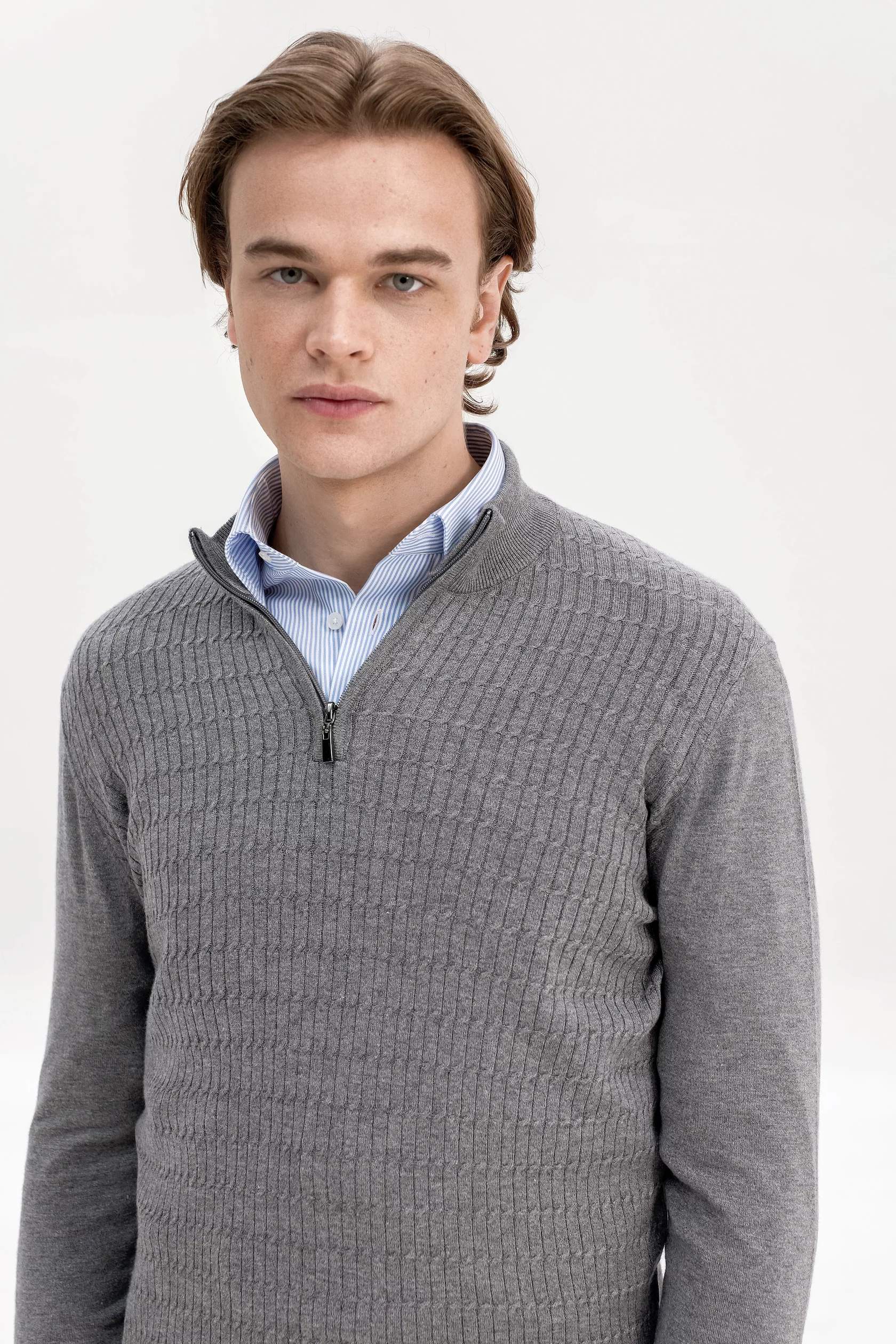 Half-zip cable-knit pullover with cashmere - Image 2