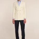 The creme double-breasted blazer