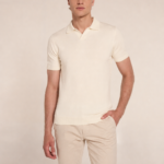 Creme white polo V with cashmere