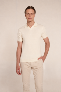 Creme white polo V with cashmere