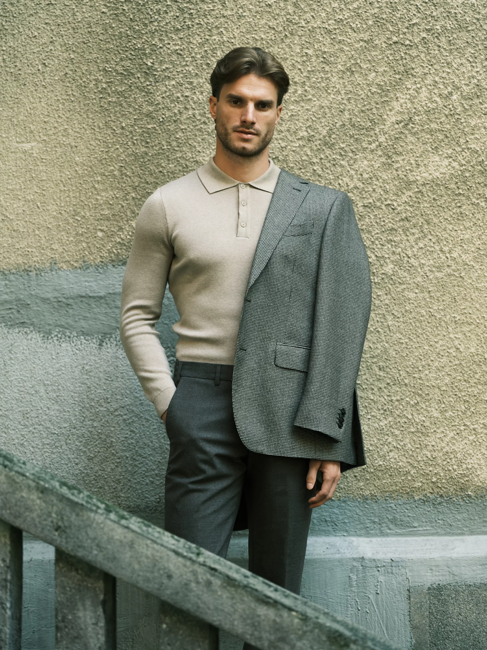 Beige melange cotton polo