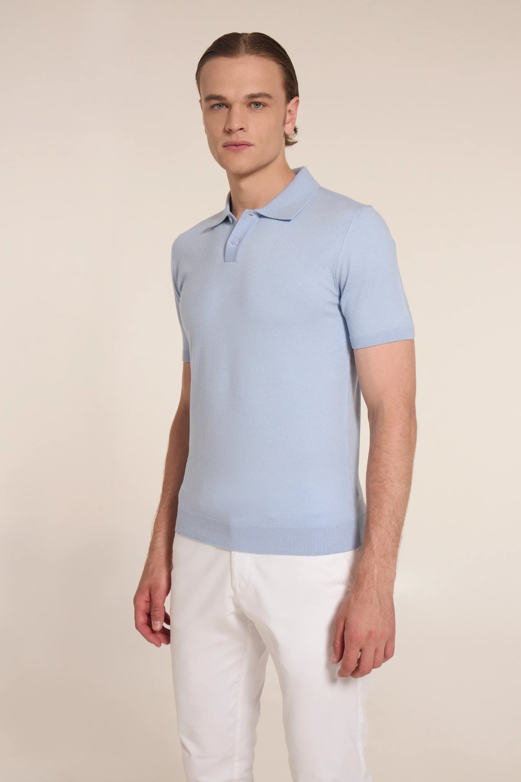 Baby blue polo with cashmere - Image 3