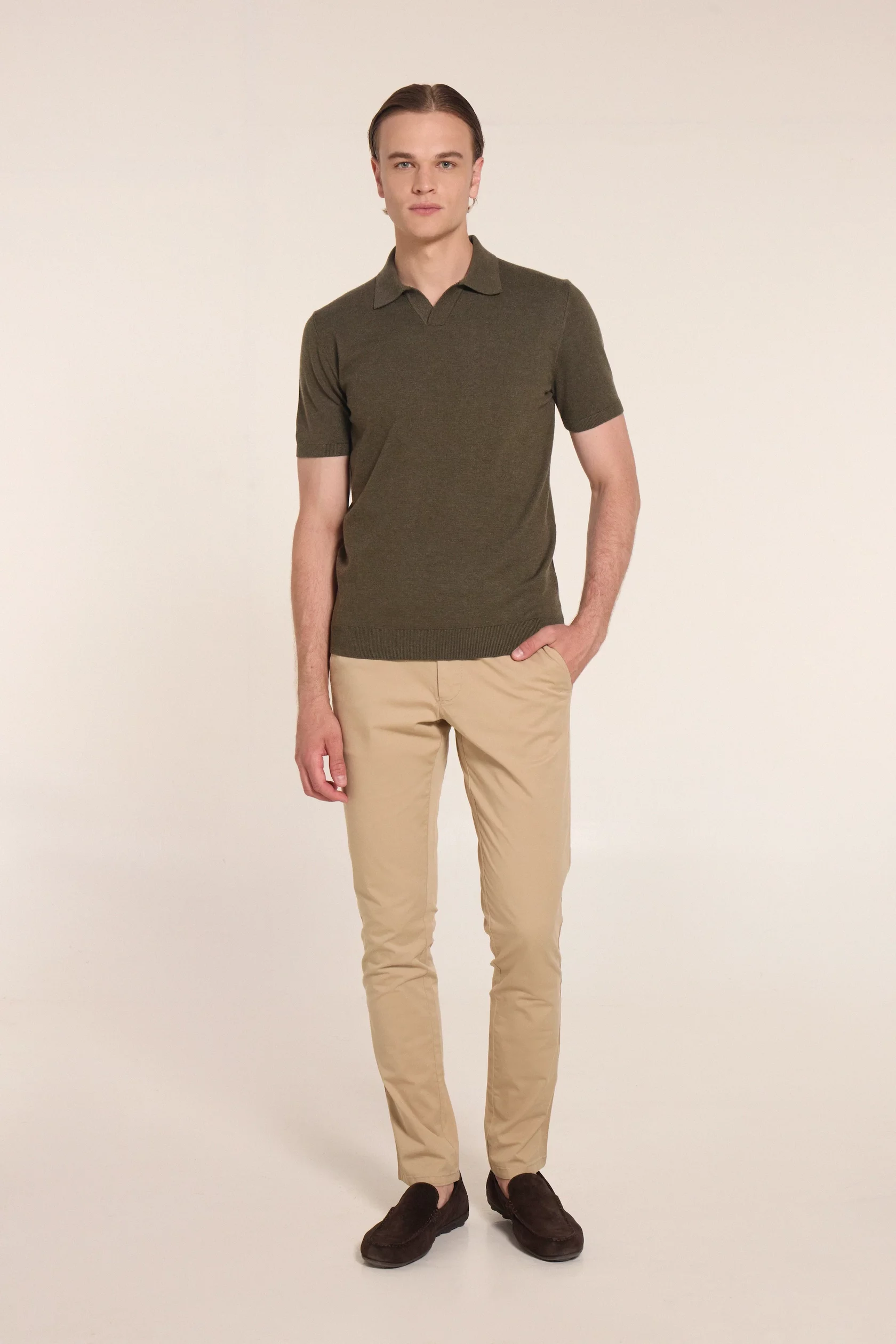 Beige chino cotton trousers