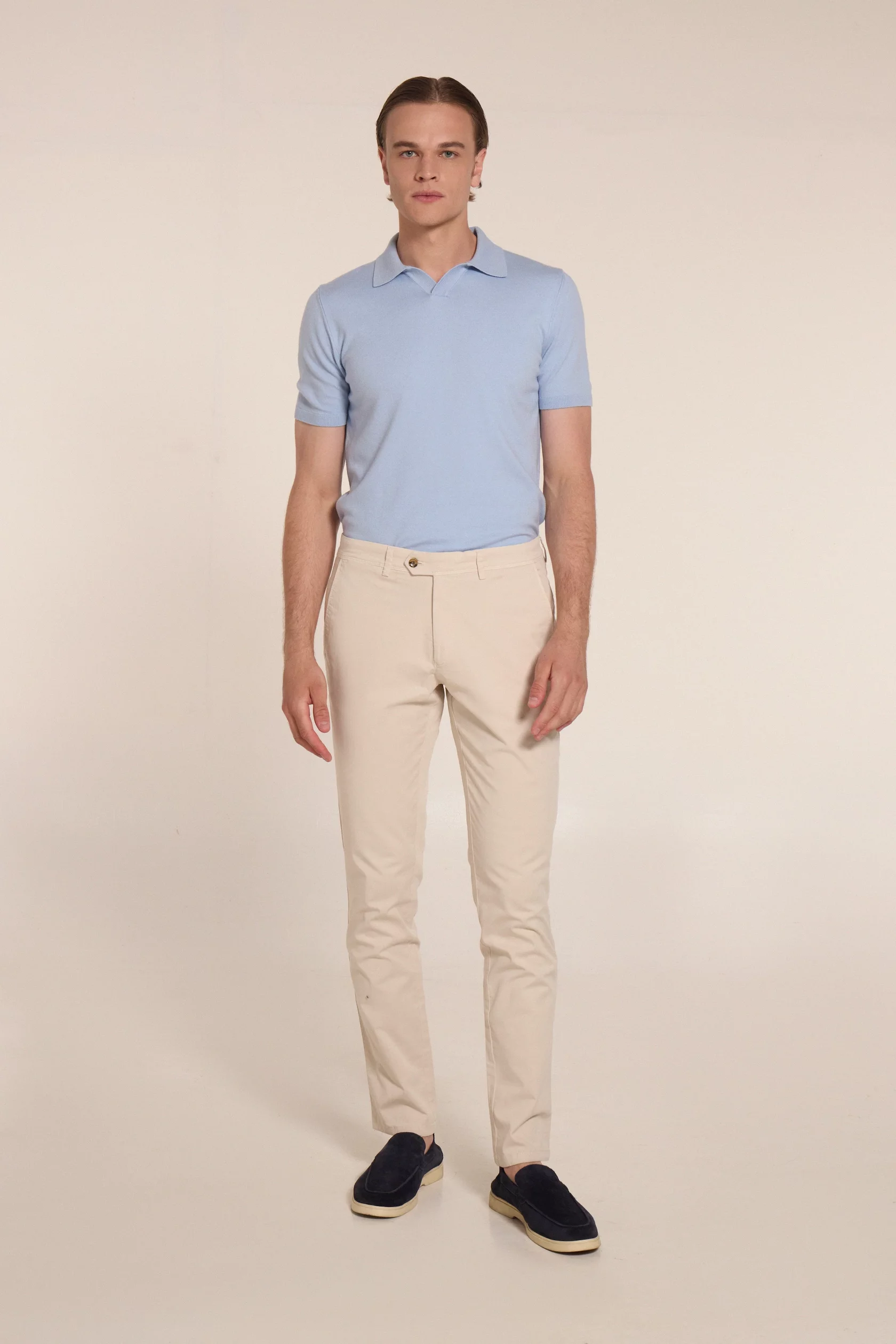 Beige chino cotton trousers - Image 7