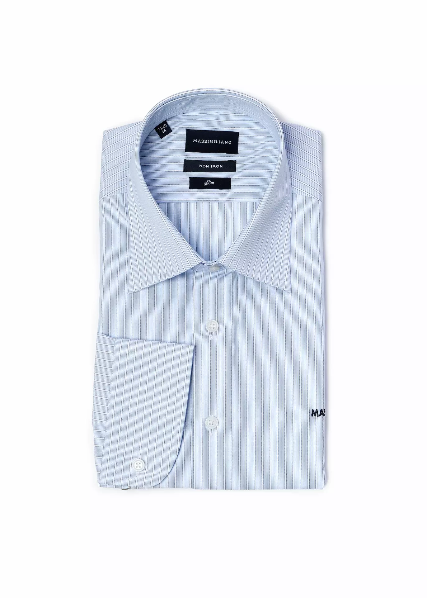 Non iron baby blue shirt with microstripes - Image 4